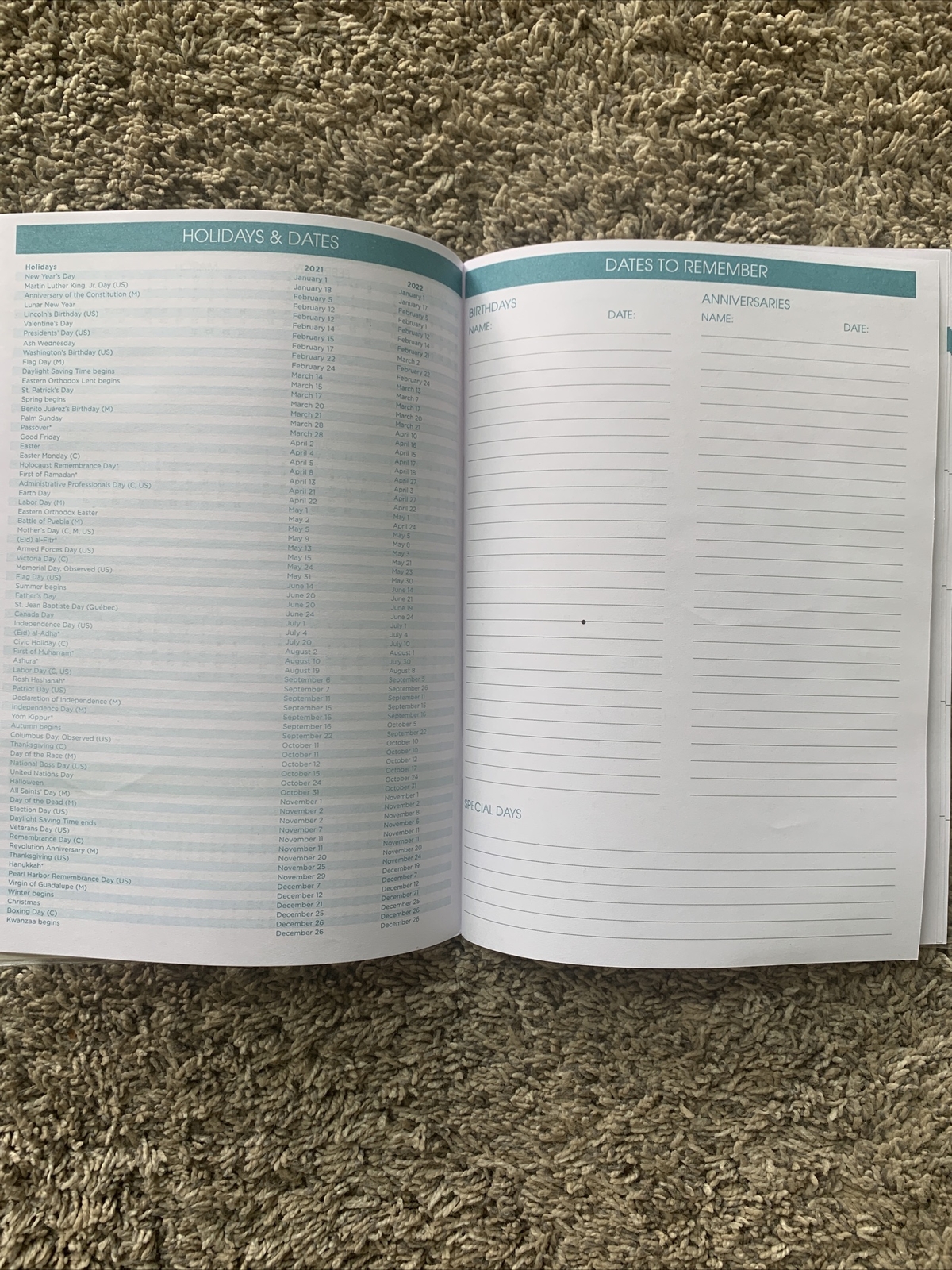 NEW 2021 Monthly Planner Jan – Dec Planner Directory Ocean Blue Colors 32 Pages