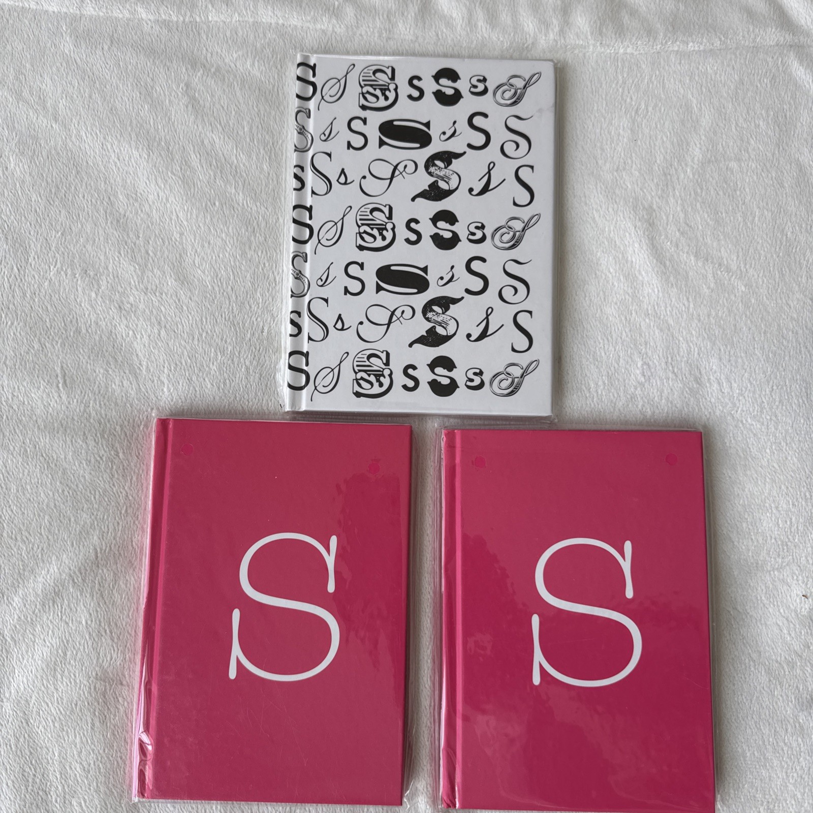 NEW Set of 3 “S” Blank Journals, 5”x7” 2 Pink (100 pg), 1 White (80 pg), Sealed