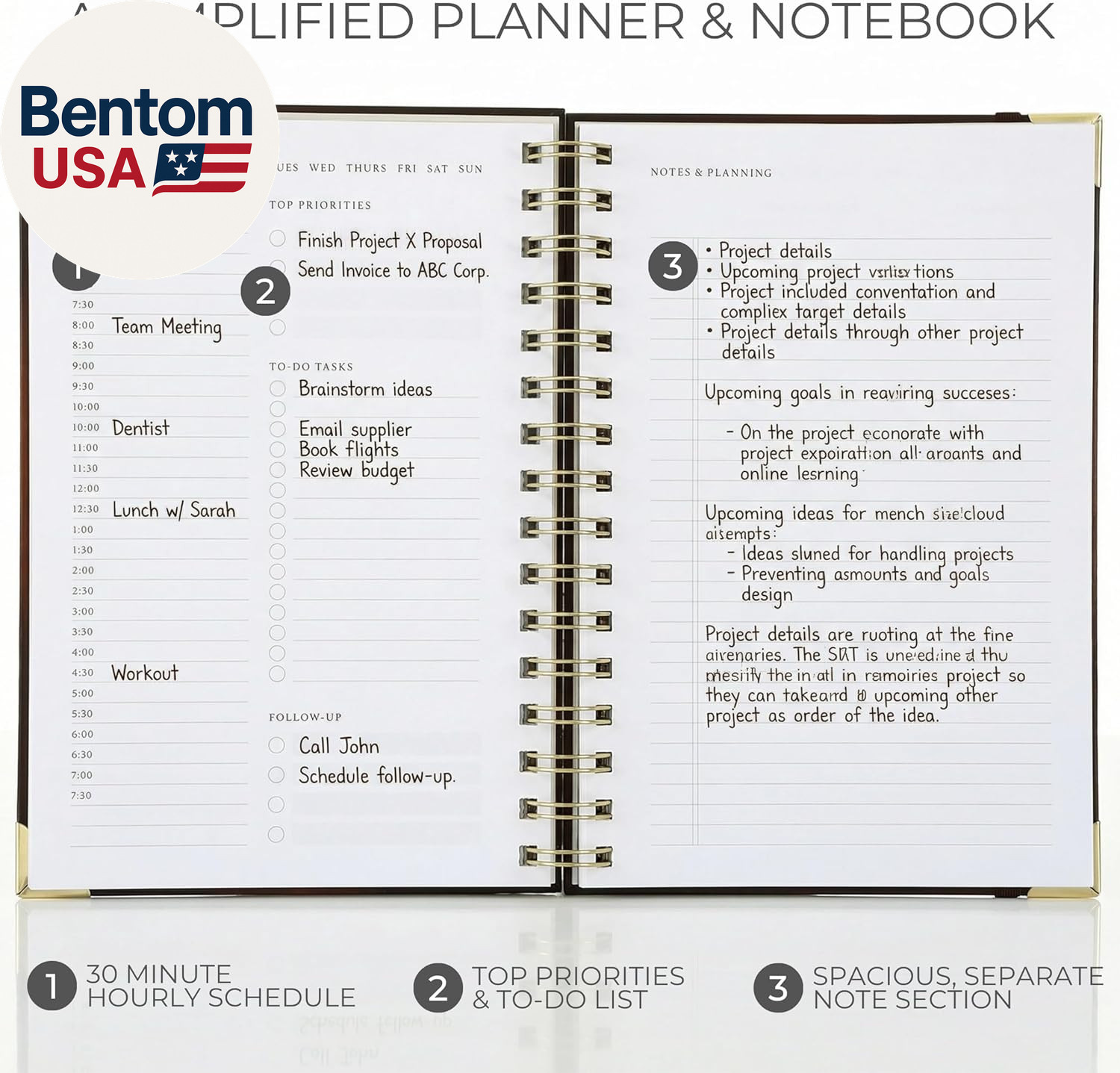 Aesthetic Daily Planner and Notebook with Hourly Schedule – Beautiful Spiral to