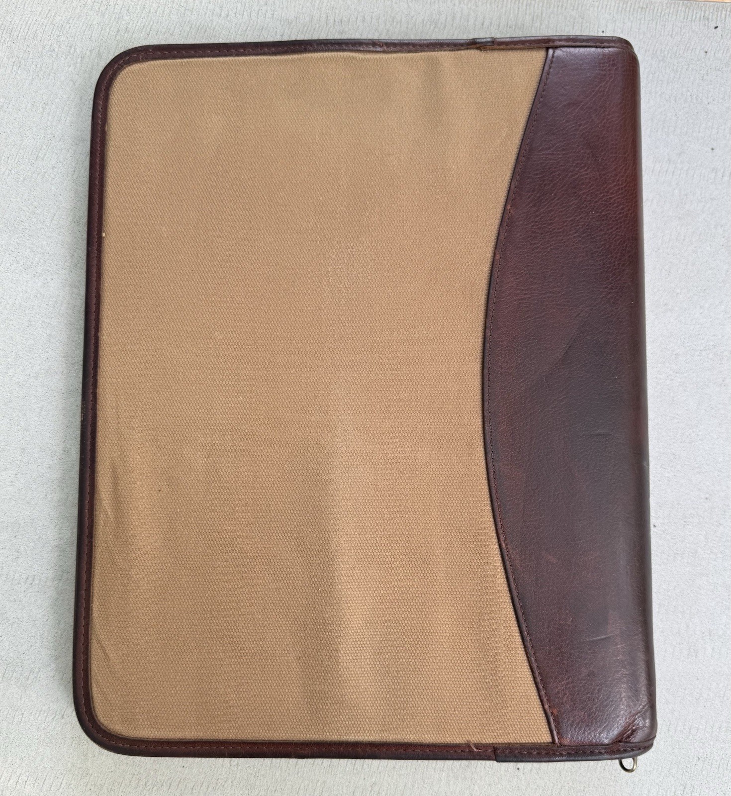 Vintage Duluth Trading Fire Hose Canvas & Leather Padfolio/Portfolio 13.5″ x 10″