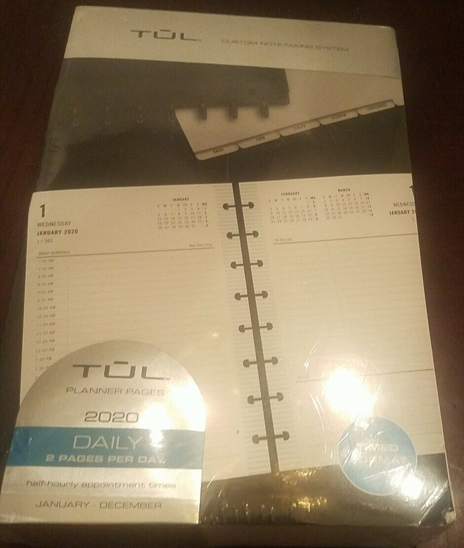 TUL Planner Pages 2020 Daily Calender 2 Pages Per Day-Brand New-SHIPS N 24 HOURS