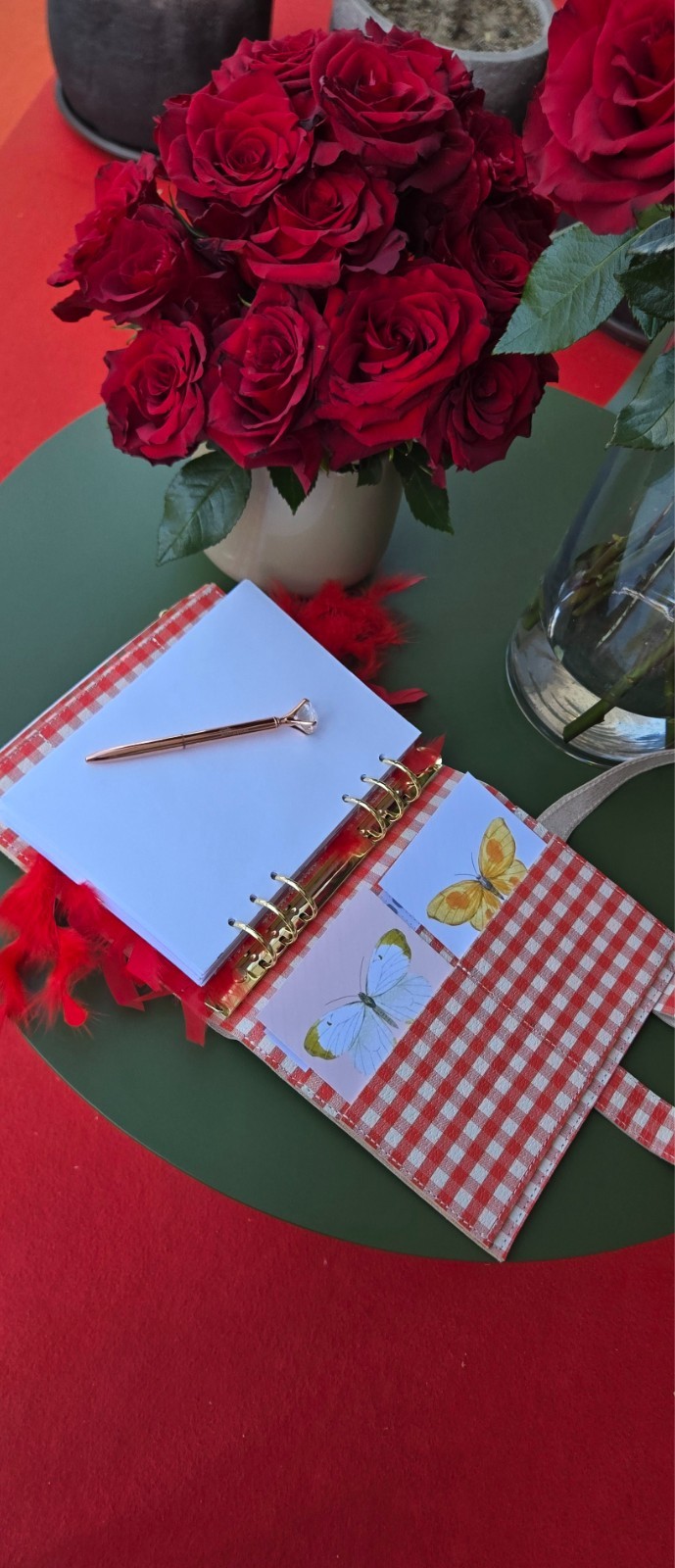 Red Leather notebook cover A5. Red leather weekly planner just 1 in the world