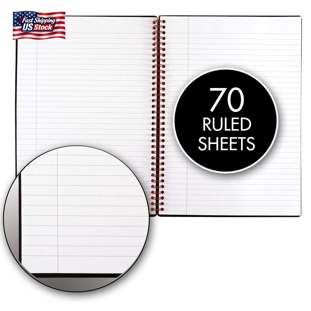 Black N’ Red Twin Wire Poly Cover Notebook, 8-1/4 X 5-7/8 Inches, Black/Red, 70