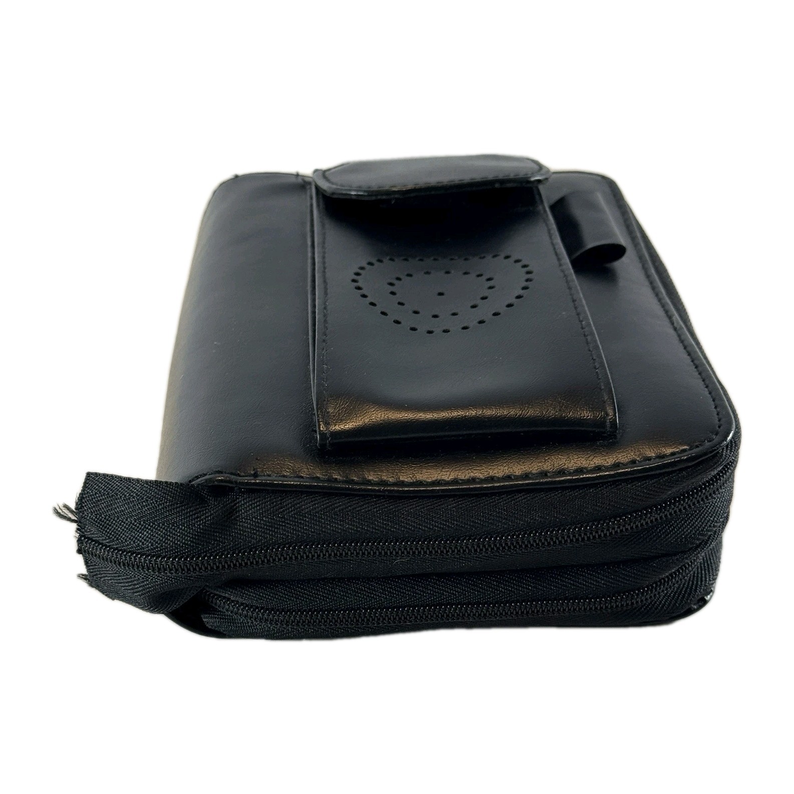 Vintage Y2K Black Faux Leather 6 Ring Planner Organizer Wallet Clutch Binder