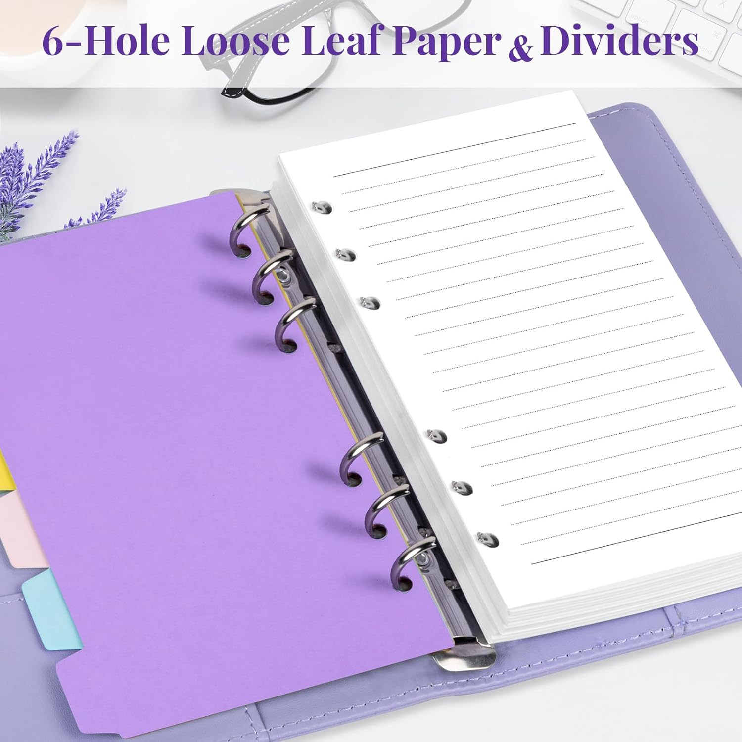 A5 Refill Paper Planner Inserts, 6-Hole Loose Leaf Paper, College Ruled Loose Le