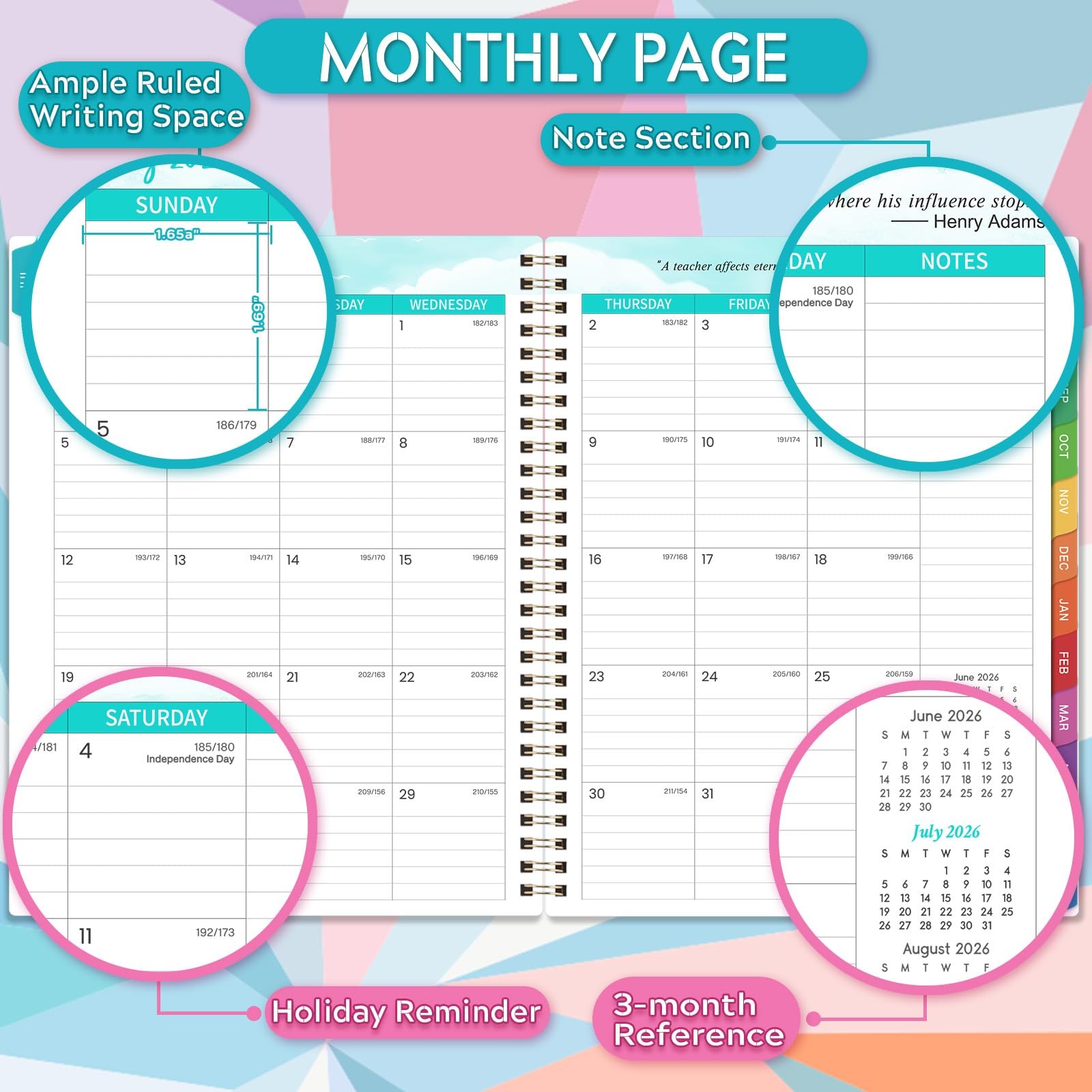 Teacher Planner 2026-2027 – Lesson 9″ x 11″, Blue and Purple