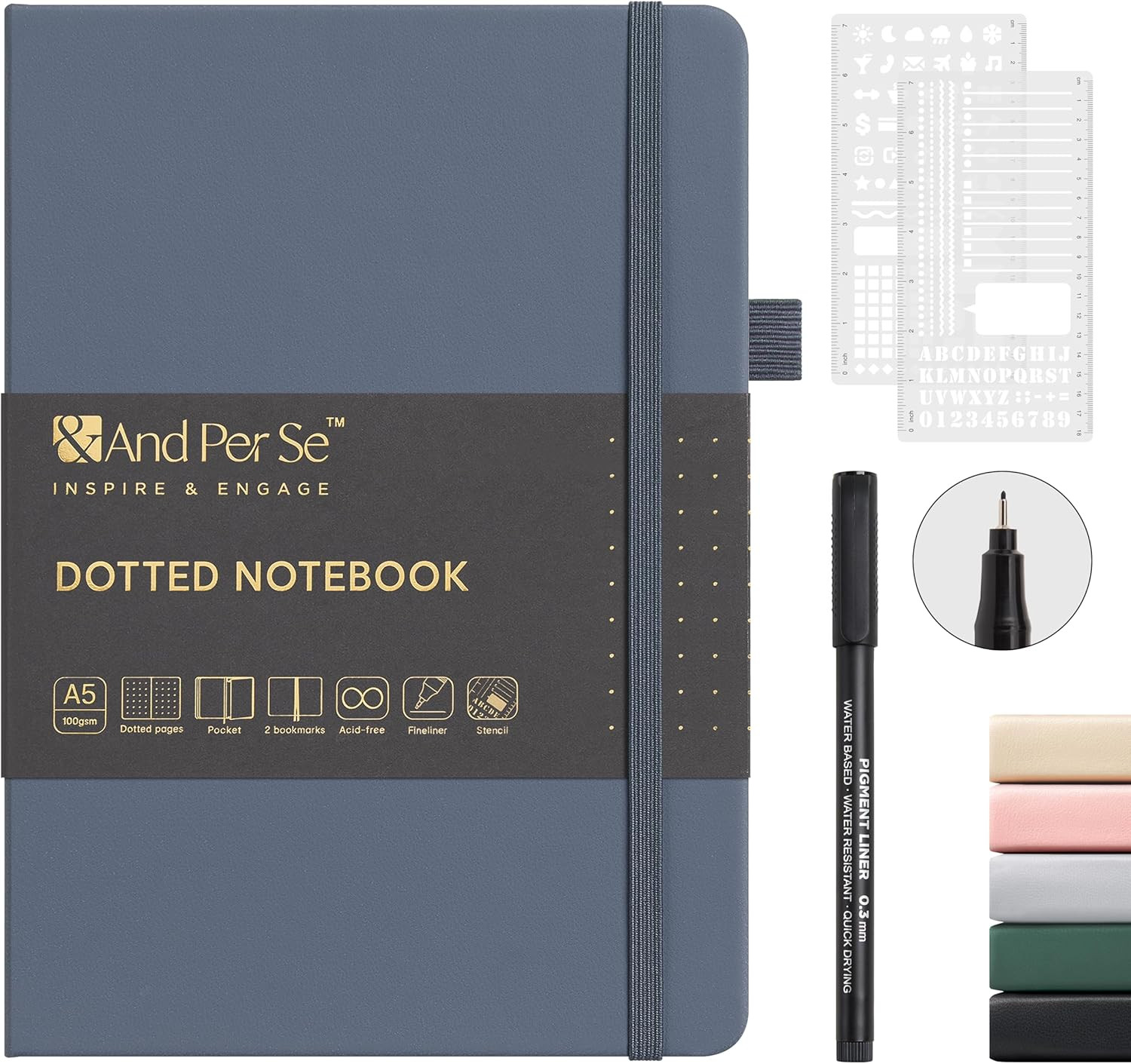 Bullet Dotted Journal Notebook, A5 Leather Hardcover, 176 Numbered Pages 100GSM