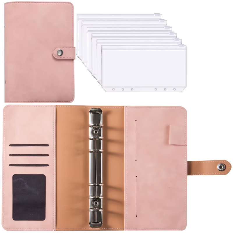 A6 PU Leather Budget Binder Cash Envelope System Money Organizer US
