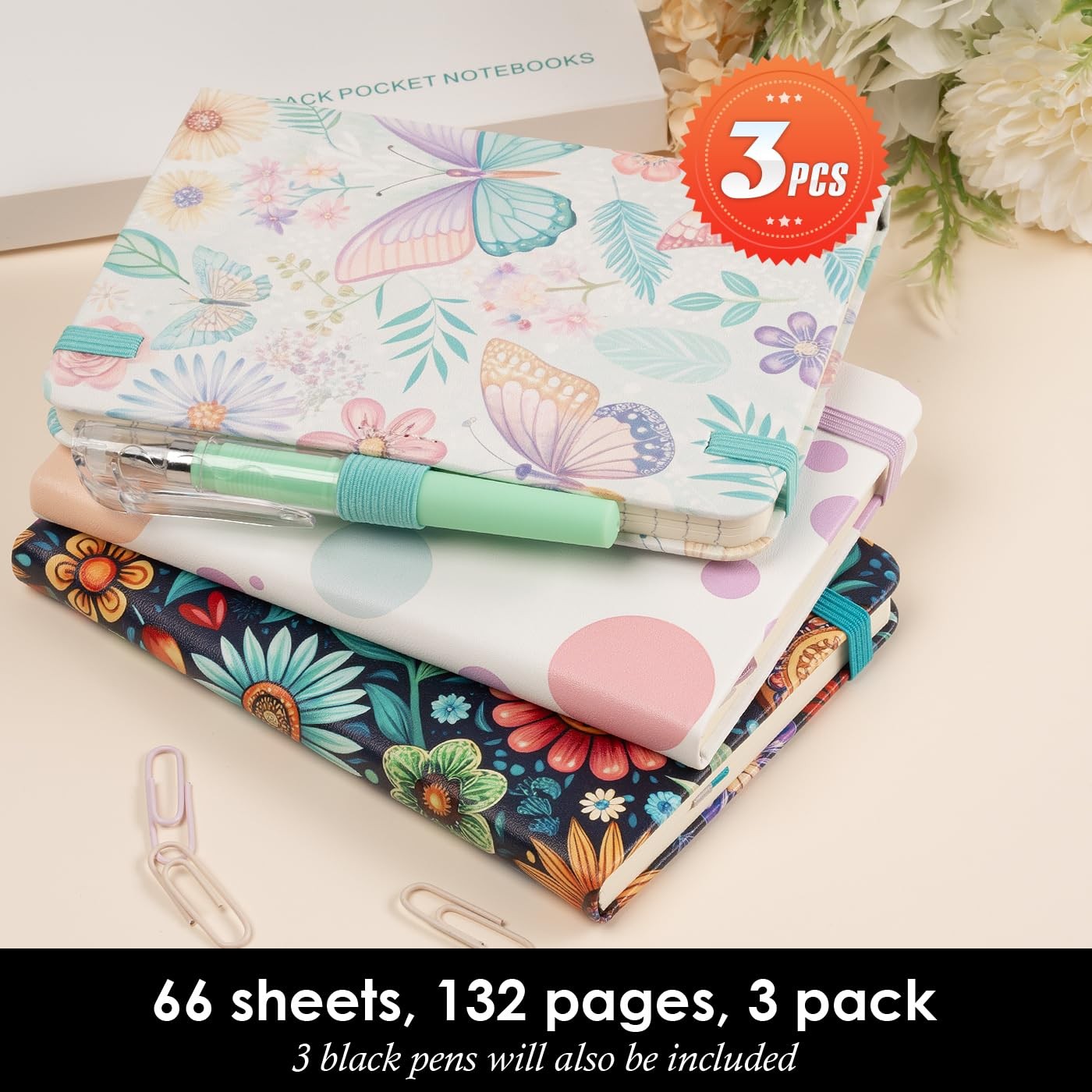 (3 Pack) Aesthetic Small Journal Notebook, A6 (3.7″ x 5.7″) Mini Pocket Noteb…