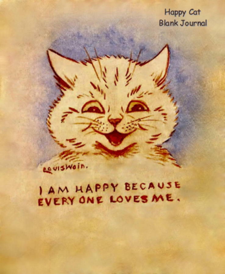 Happy Cat Journal: 8×10 Journal/Notebook 200 Ruled Blank Pages Diary Louis Wain