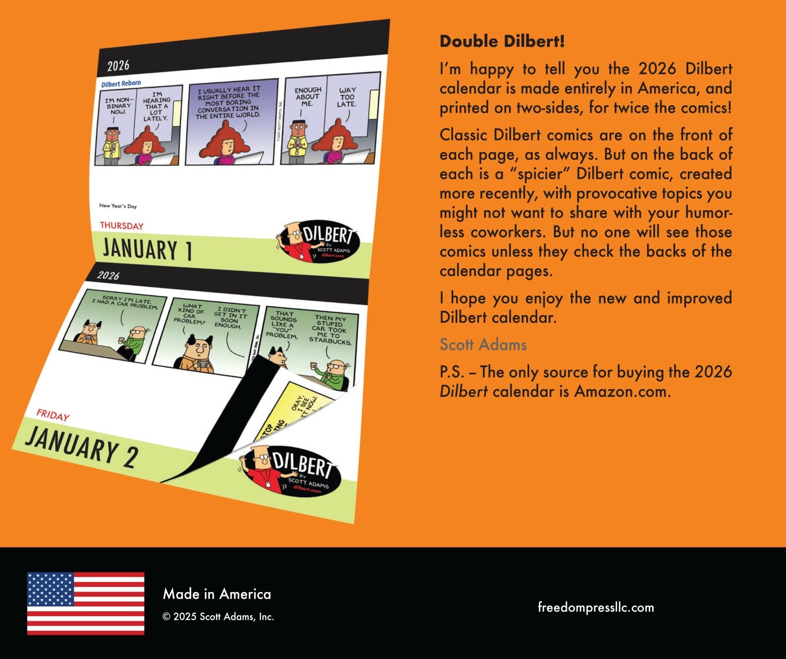 Dilbert Daily Desk Calendar 2026 Edition by Scott Adams Orange