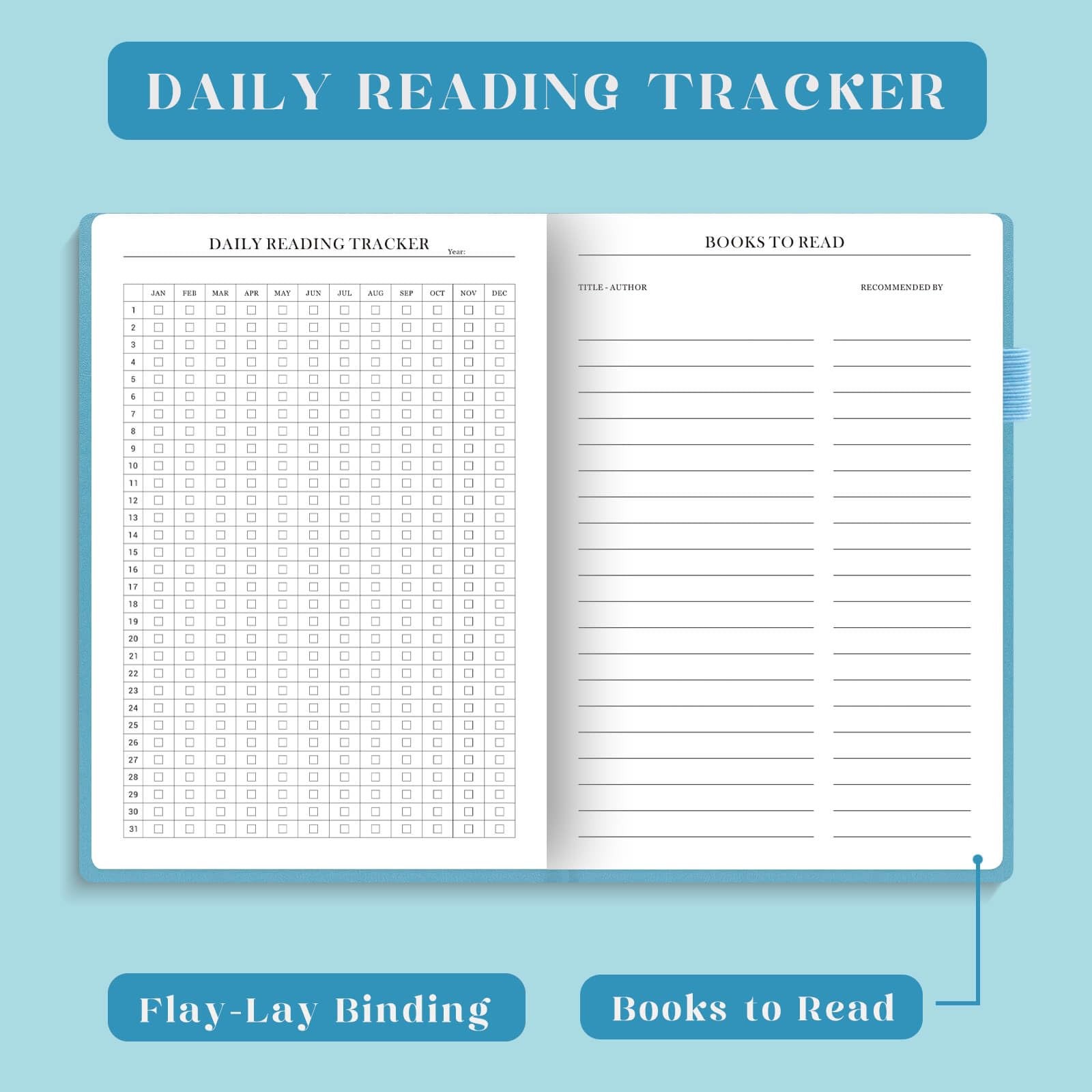 Reading Journal Elegant Book Log Review Progress Tracking 110 Reviews Blue