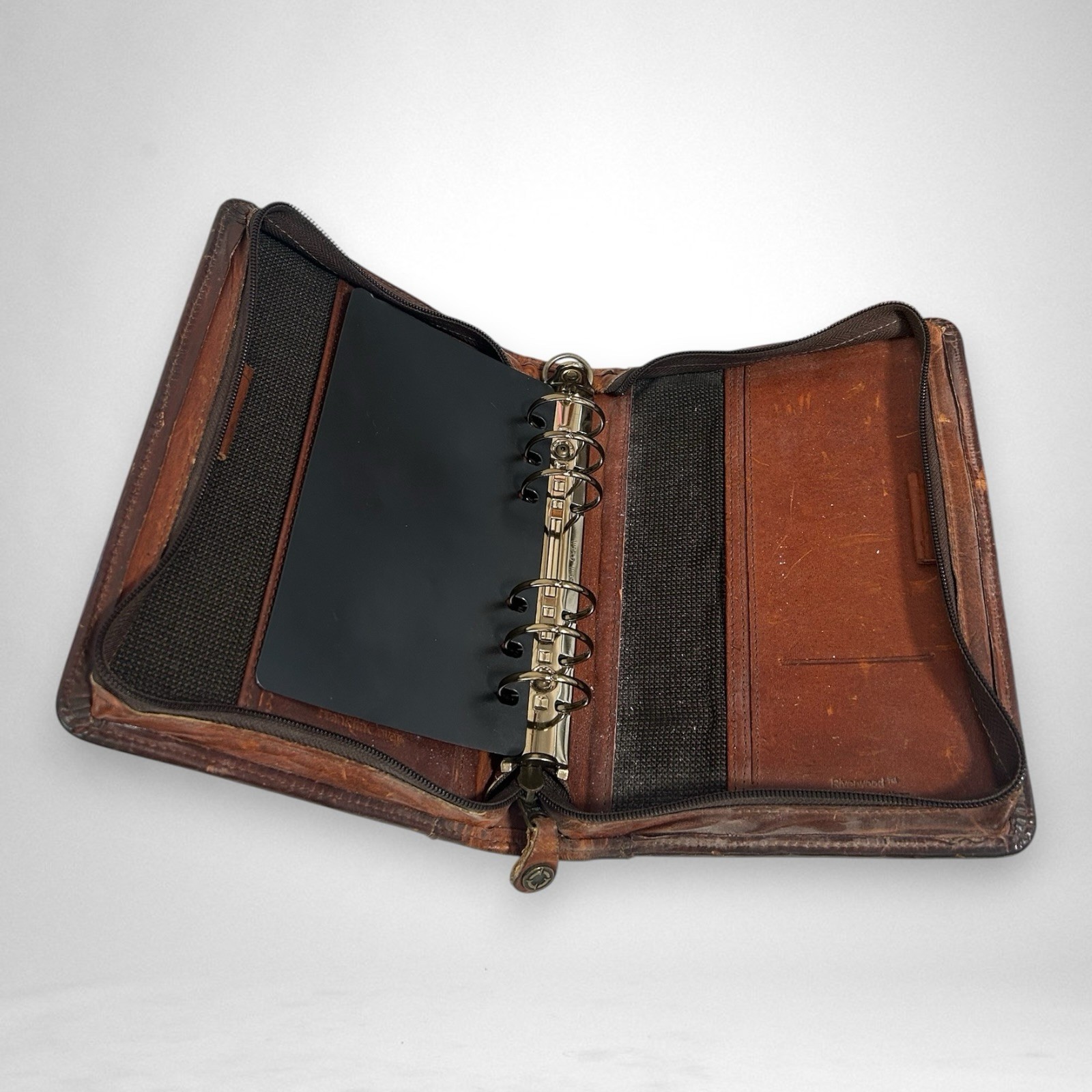 Franklin Covey Riverwood Leather PadFolio Distressed Warm Brown USA