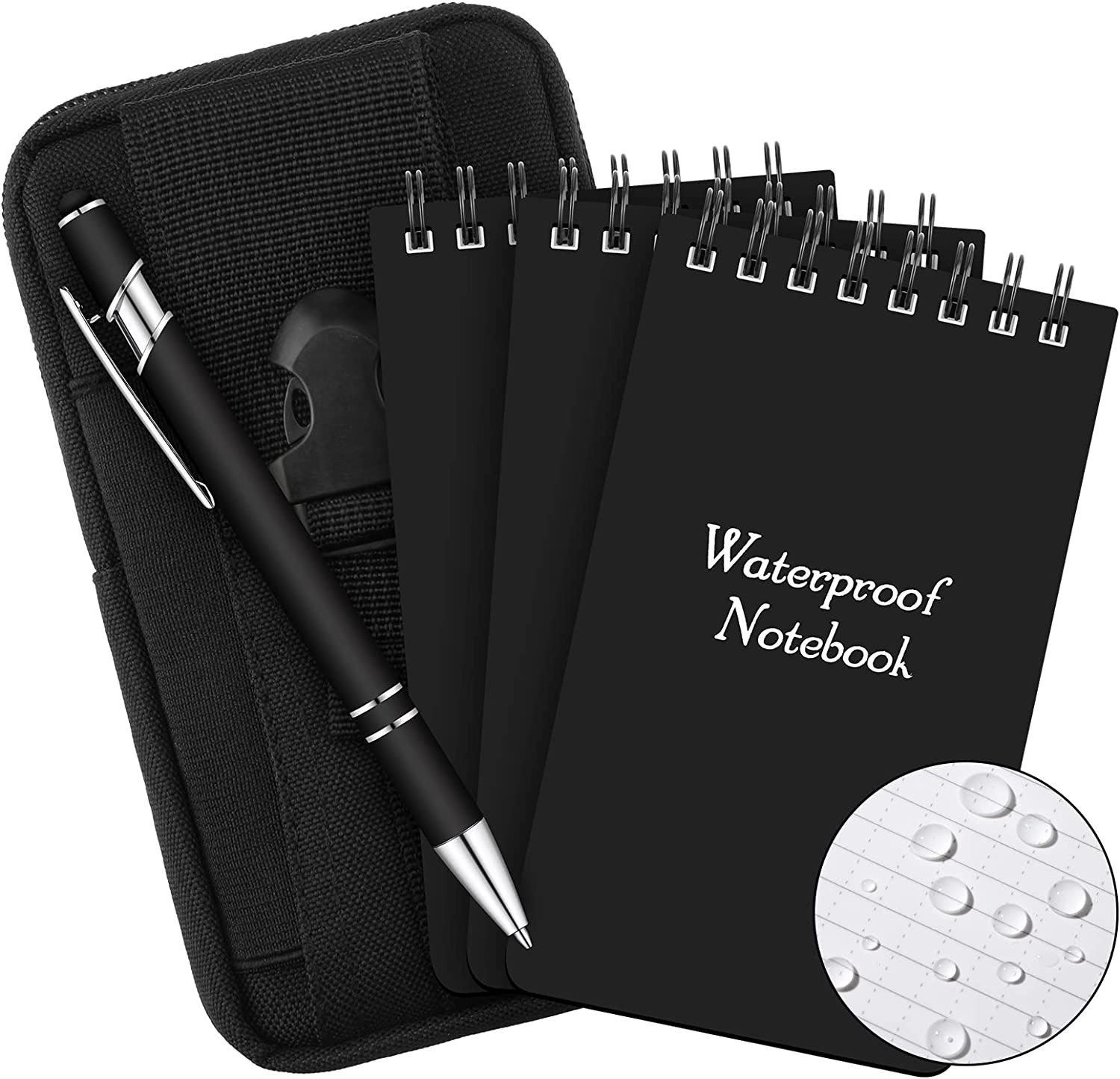 Waterproof Pocket Notebook with Pen and Fabric Cover Outdoor 5 Pcs 3 X 5 Inch