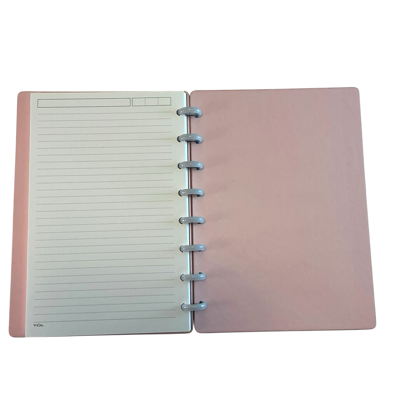 TUL Discbound Notebook Junior Leather Pink Cover, Refillable, Journal, Planner