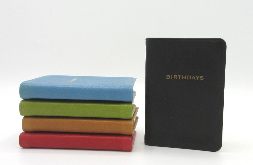 BIRTHDAYS Mini Datebook Notebook Leather Bound Soft Cover Perpetual Calendar