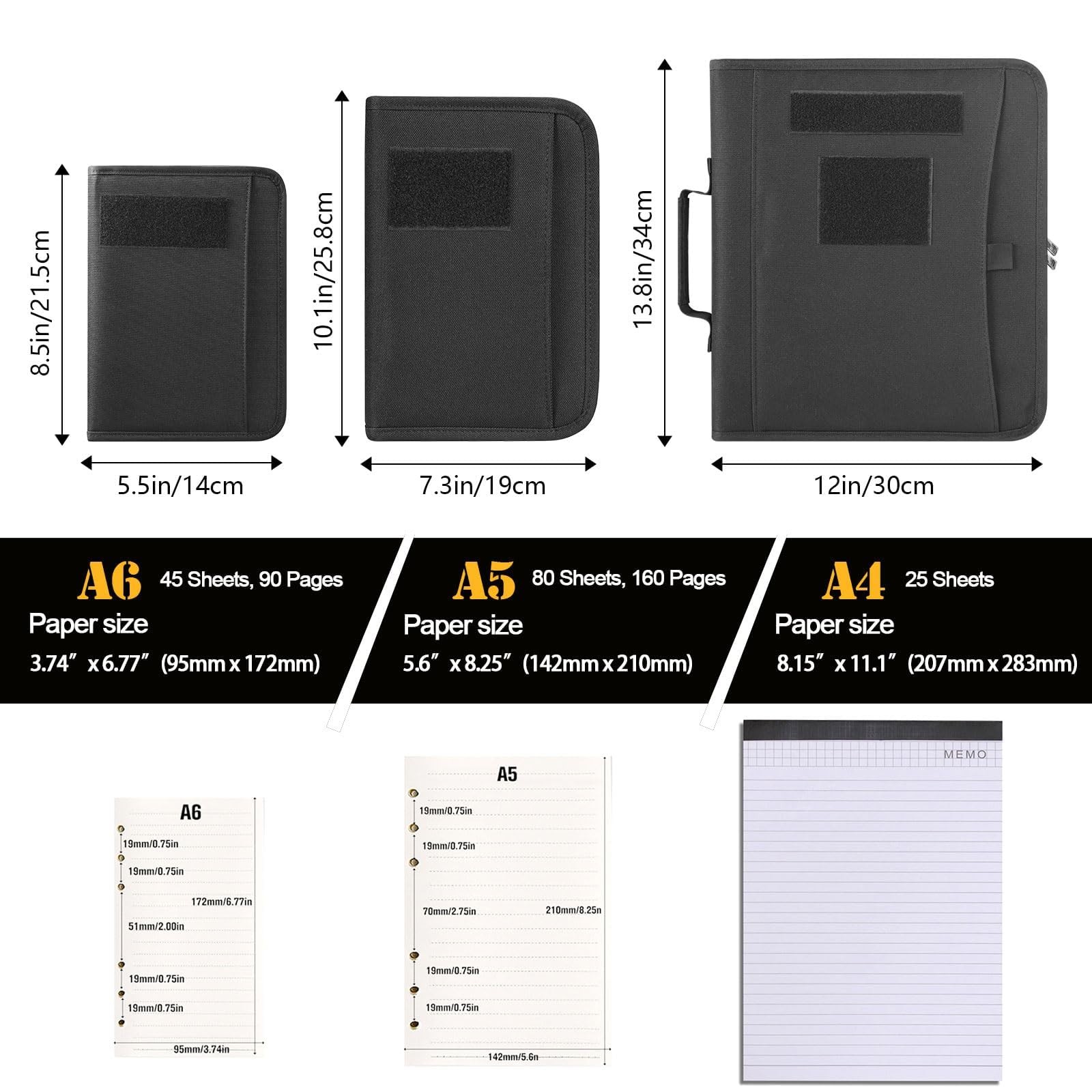 Tactical Notebook Padfolio Ring Binders with 45 Sheets,Army Military Notebook…