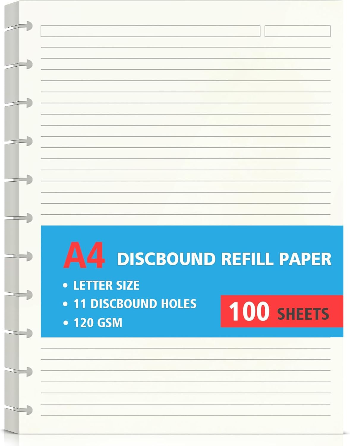 Letter Size 11 Discs 120Gsm Discbound Refill Paper, Discbound Line Papers, Disc