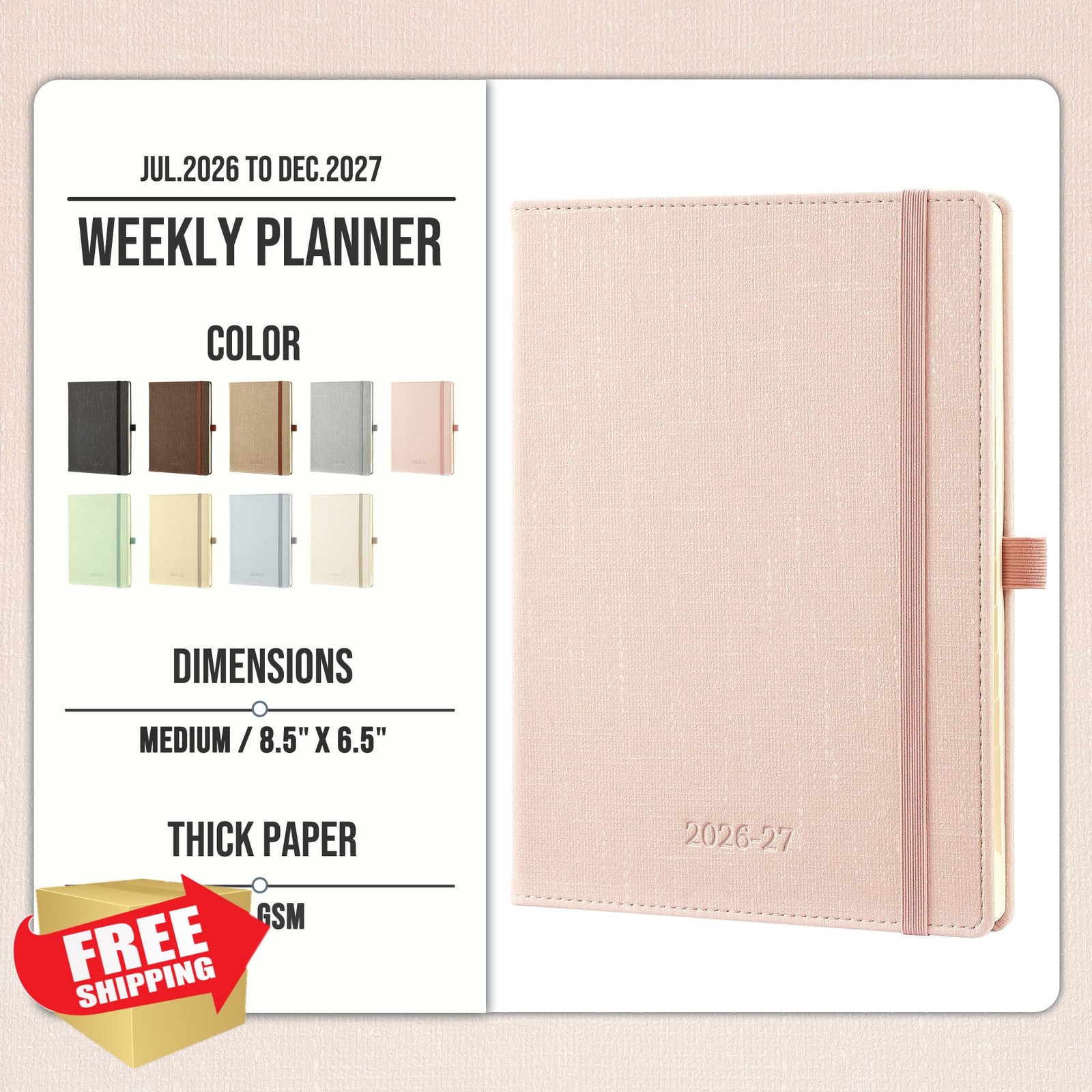 IN-LUXPRO Pink 6.5×8.5 Vertical Planner