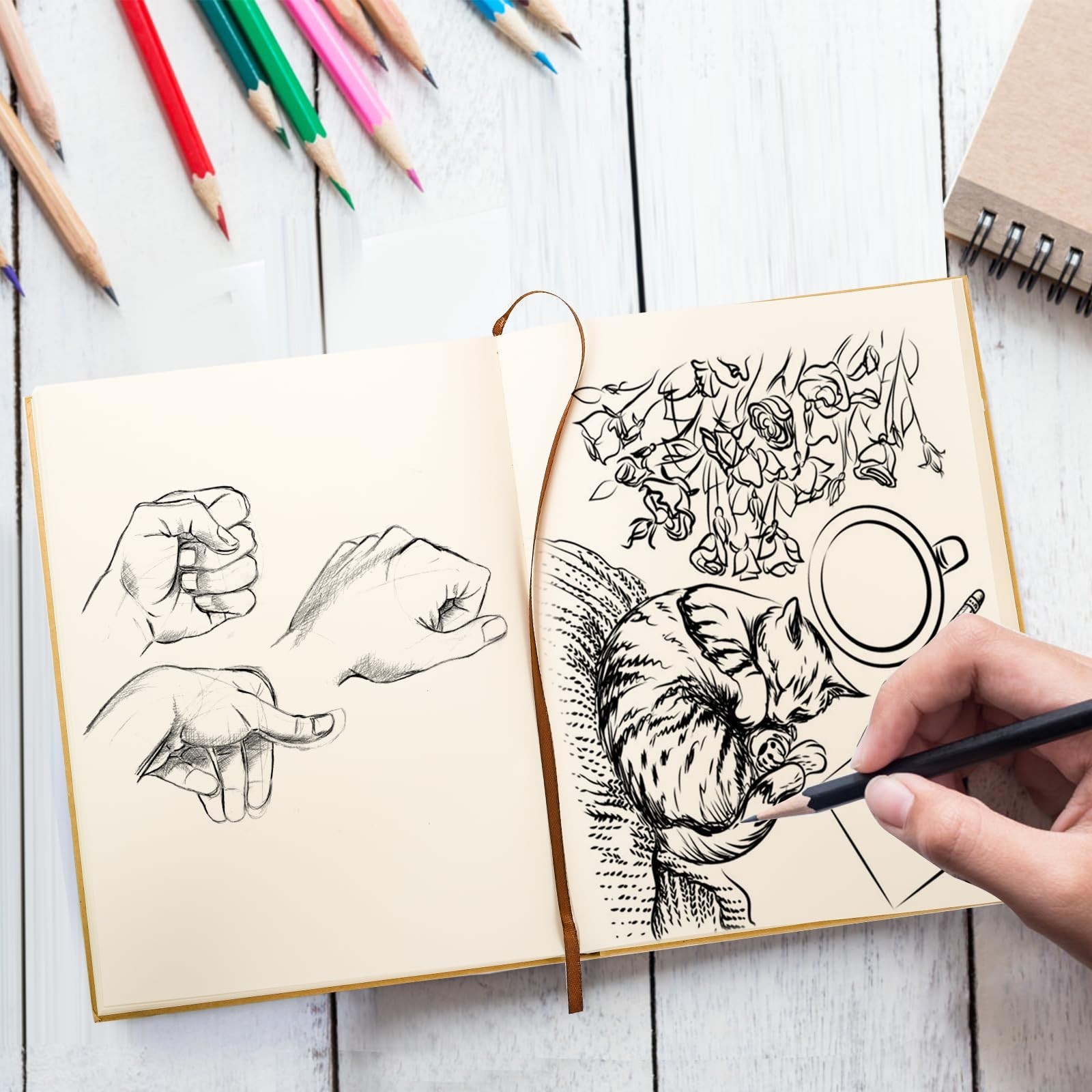 3-Pack 8.5″x11″ Hardcover Sketchbooks, Unlined Blank Journals, 120 Sheets, Art S