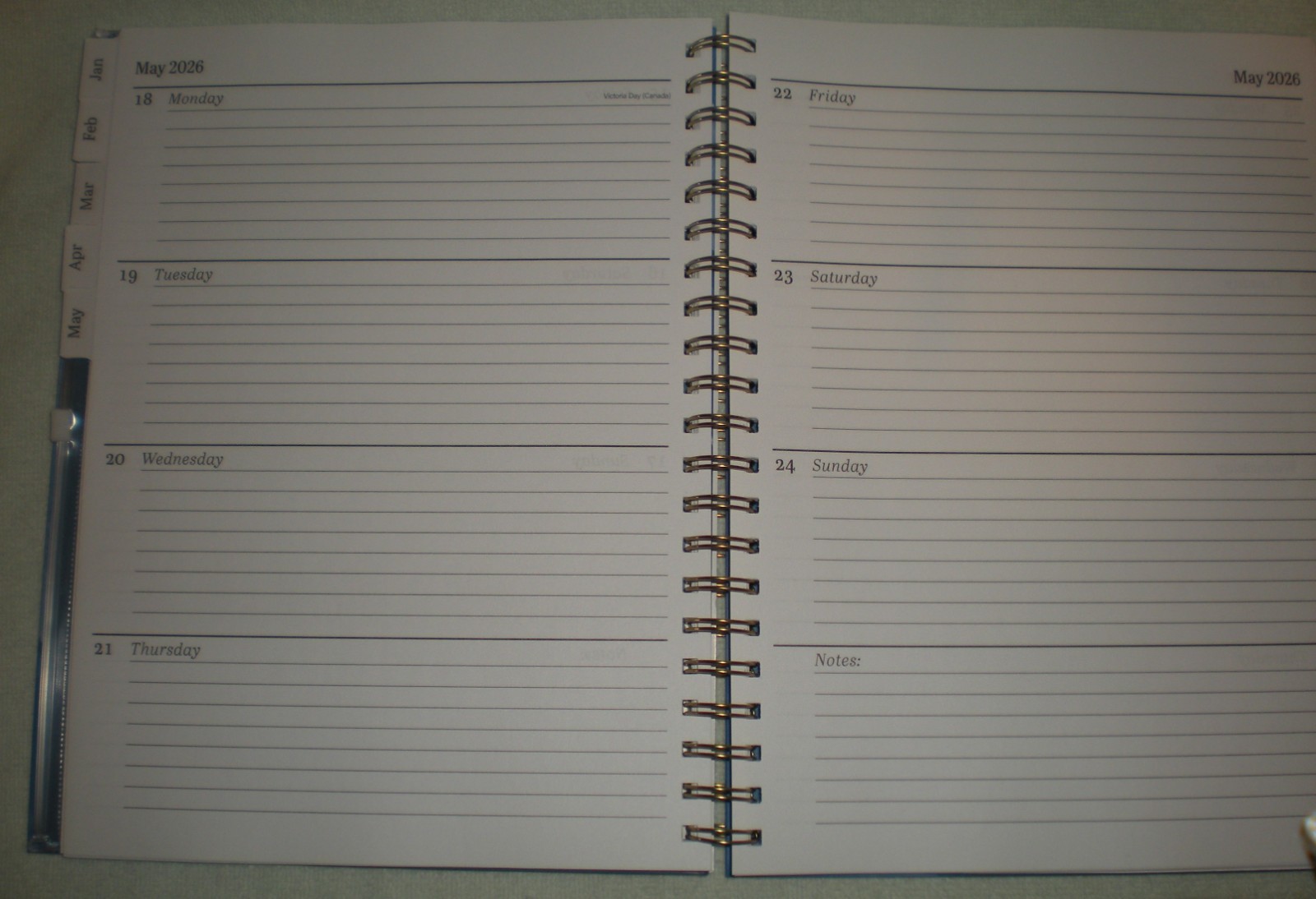 Recollections 2026 Planner Blue Sky Watercolor Wave Gold Spiral Binding 8.5″x11″