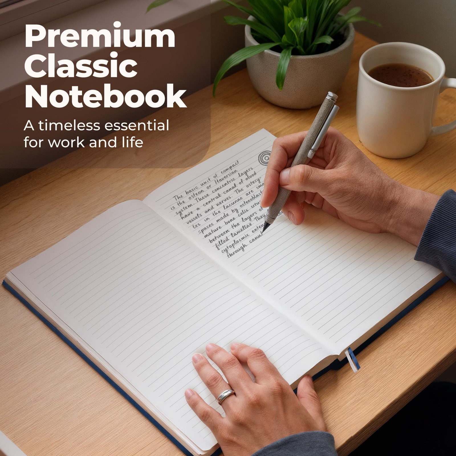 Classic Lined Journal Notebook 8.5×11″ A4 Hardcover 200 Pages, Blue