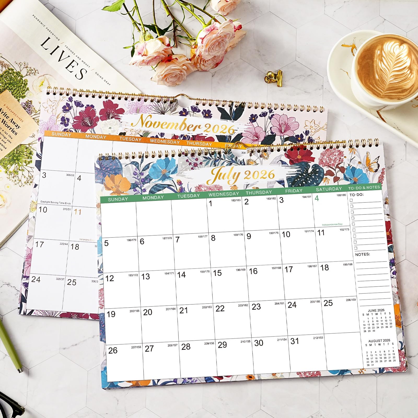 2026 Wall Calendar – 12 Months Hanging from 14.8″ x 11.6″, yellow