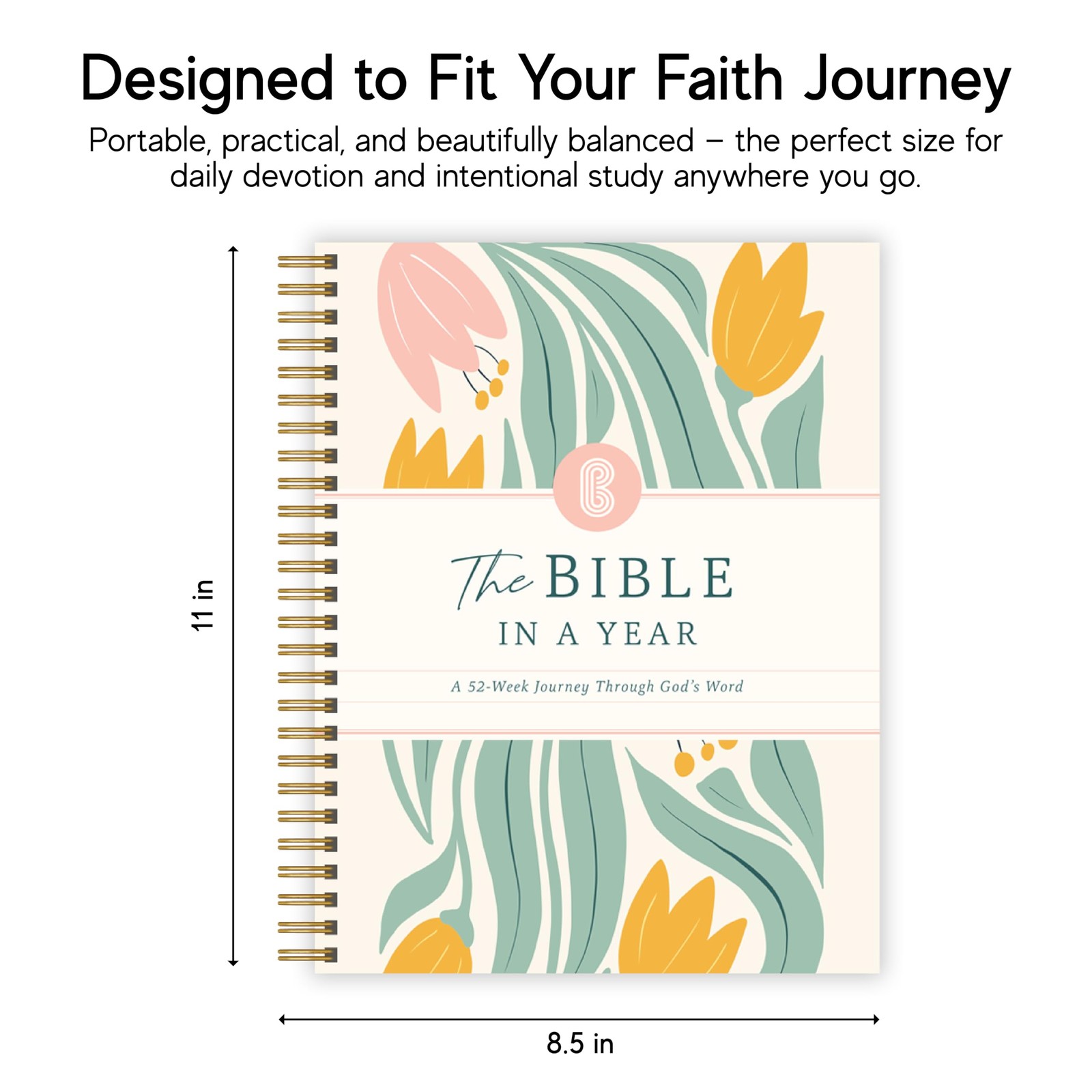 Official Spiral Bible® The Bible in a Year | 52 Week Guided 8.5 X 11, Floral