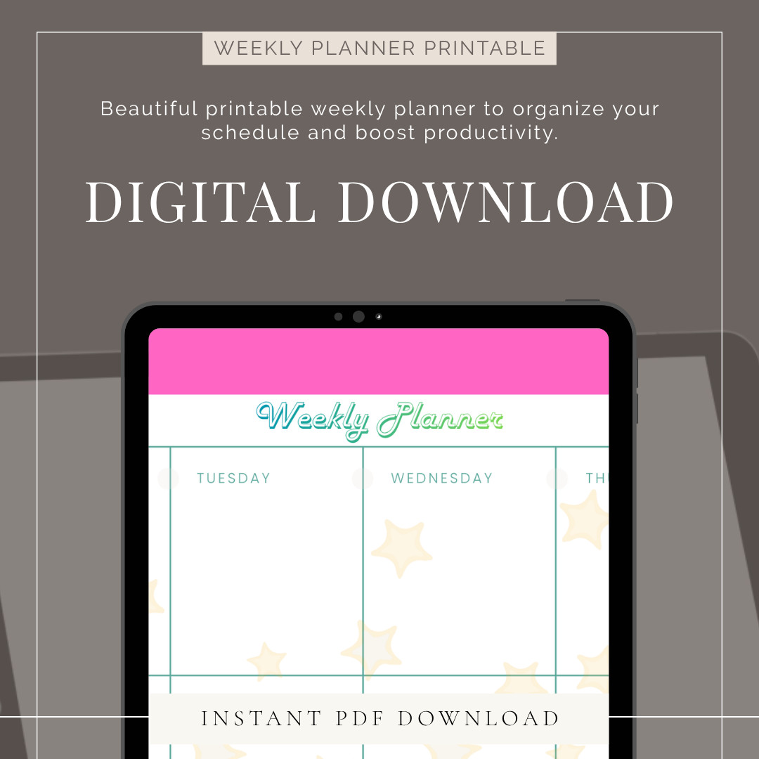 Pink Weekly Planner – Printable A4 PDF | Digital Download | Weekly Schedule