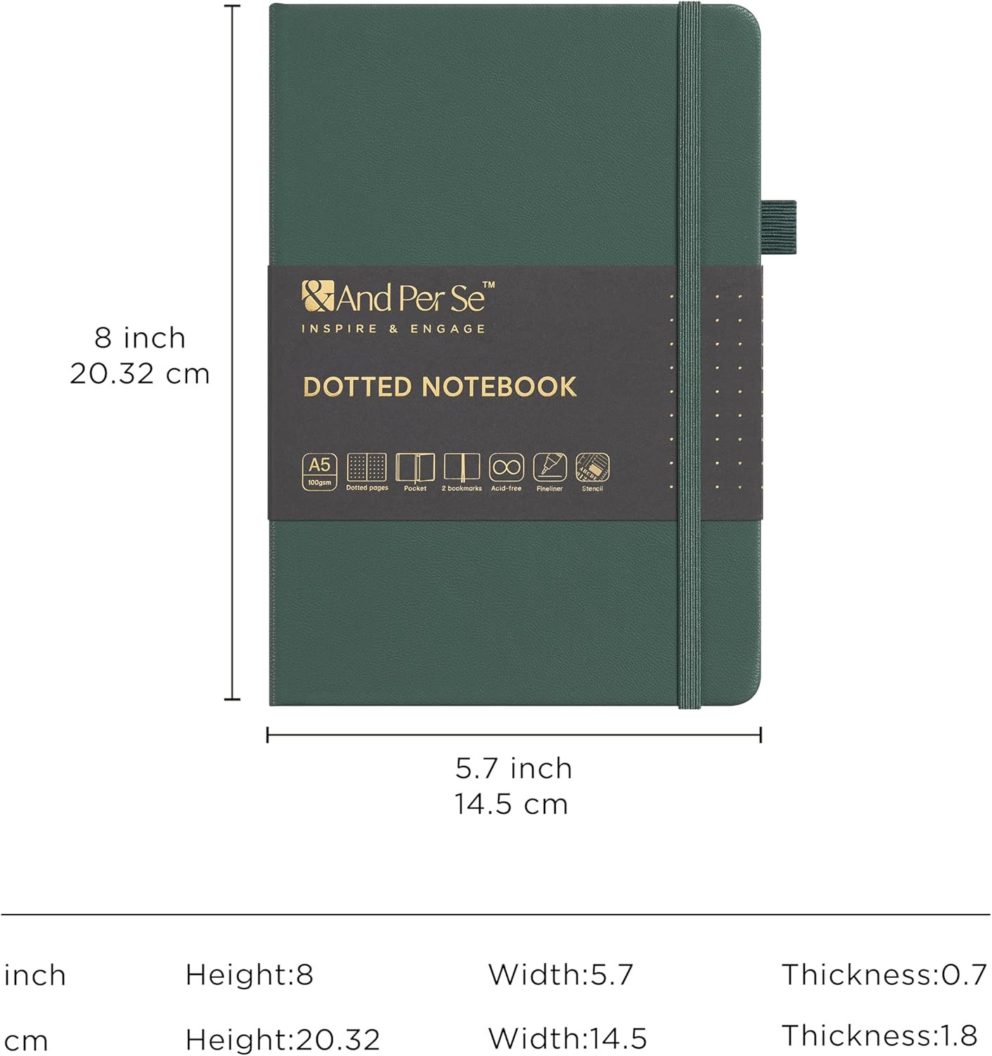 Bullet Dotted Journal Notebook, A5 Leather Hardcover, 176 Numbered Pages 100GSM