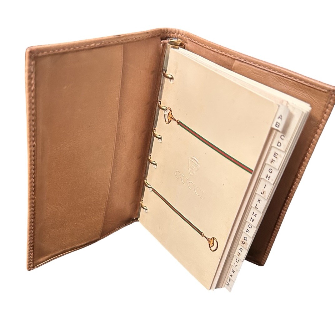 Vintage GUCCI Agenda Notebook Planner 5.5” Small Leather Classic Brown READ