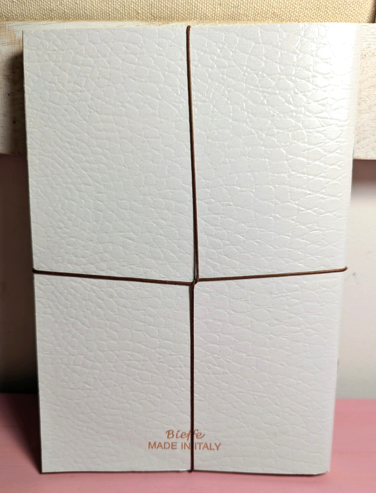 3 Bieffe Handmade Journal Notebook Made in Italy White Faux Leather Cross Logo