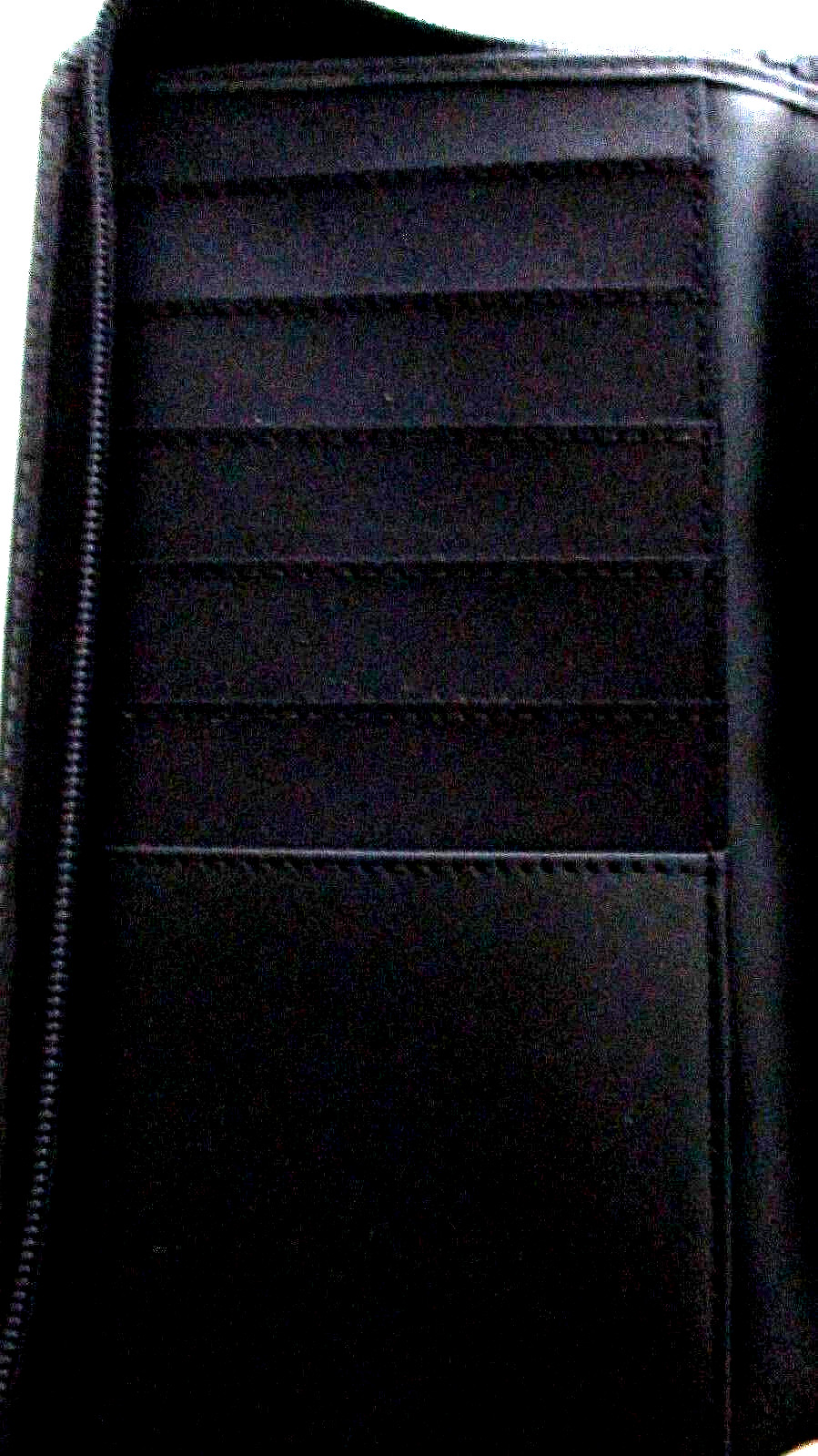 NEW BOX Black LEEDS Genuine Leather ZIP-AROUND WALLET ORGANIZER Logo Embossed
