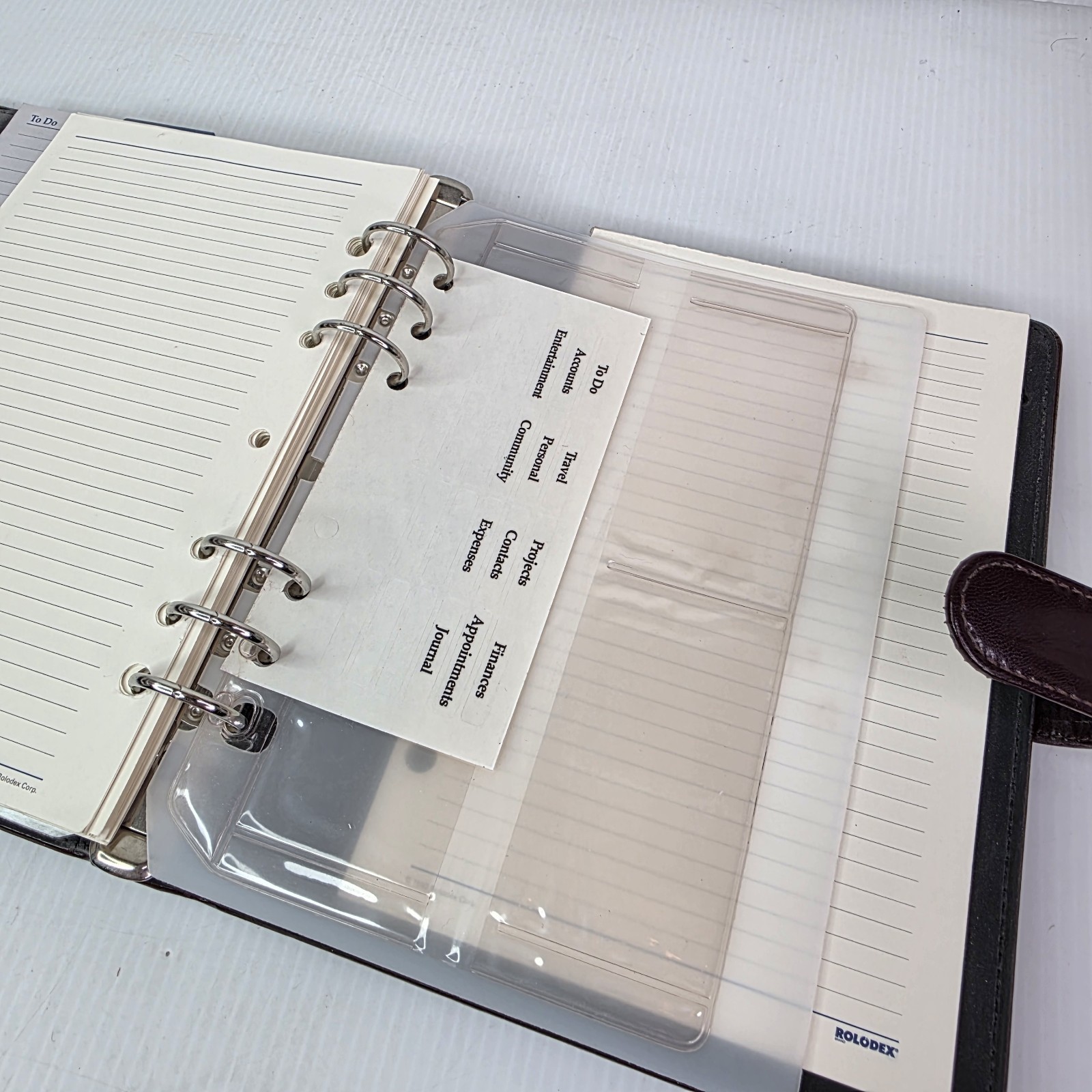 Vintage Rolodex Personal Organizer 8.5×6.5 Faux Leather 6 Ring Burgundy Snap