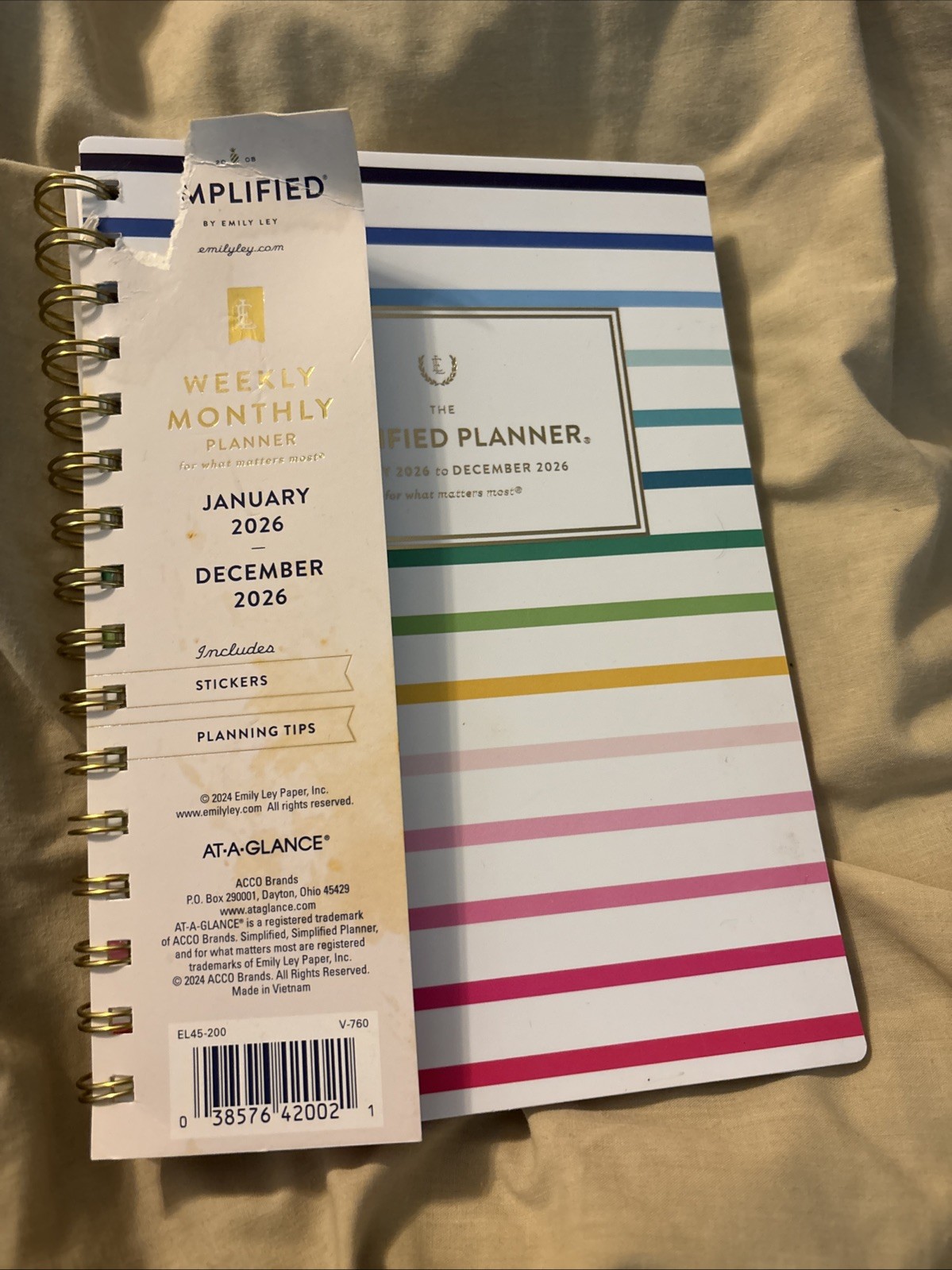 Emily Ley Simplified 2026 Calendar Planner Weekly New Year Fashion Colorful Stri