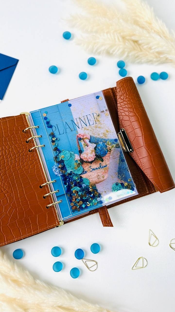 Brown Leather planner A5 big binder 6 rings, handmade Organizer gift