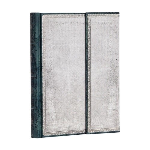 Paperblanks Journal Midi Blue & Gray Old Leather Flint With Unlined Blank Pages