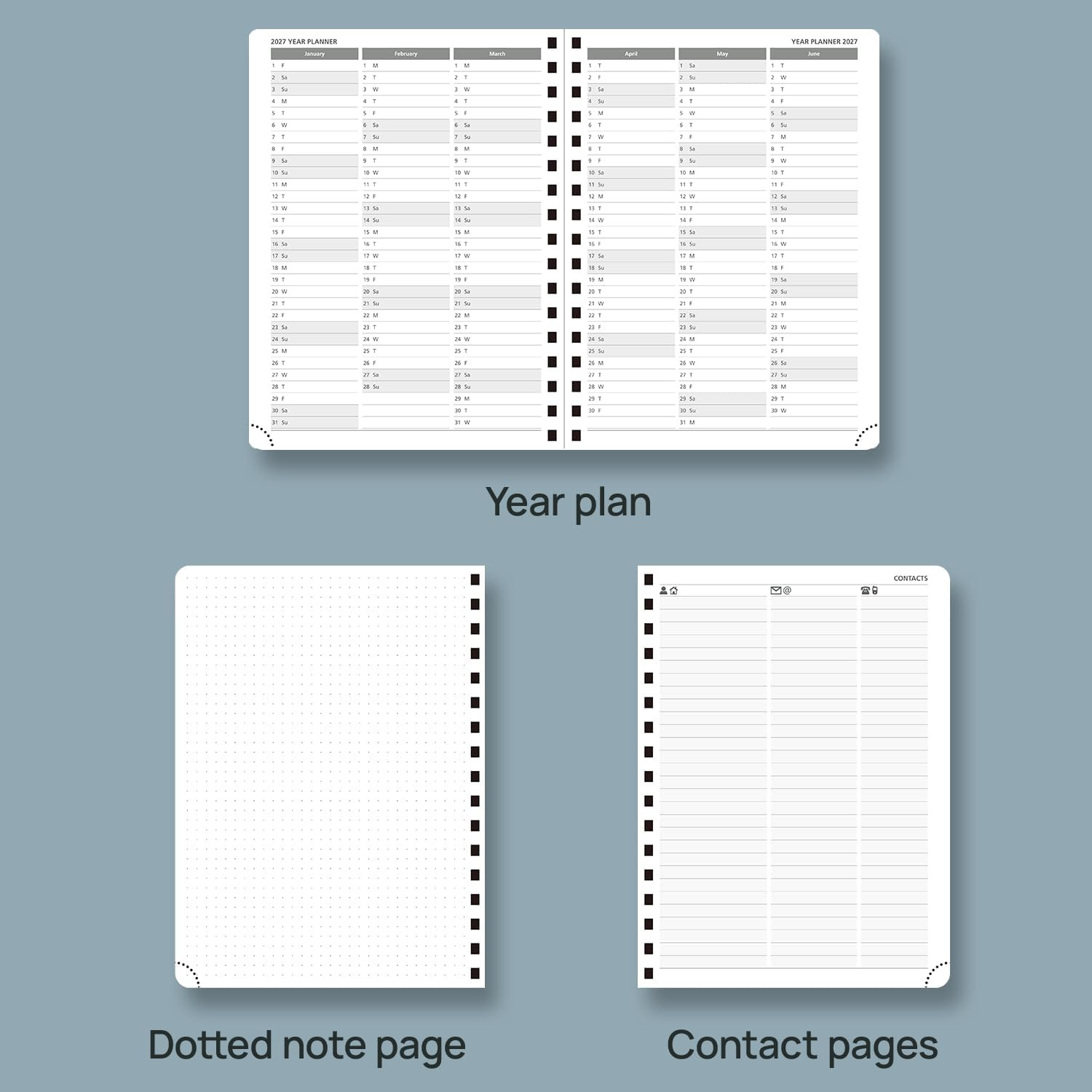2026 Weekly Planner 8.5×6.5 Spiral Notebook Calendar Tabs Pocket Lilac