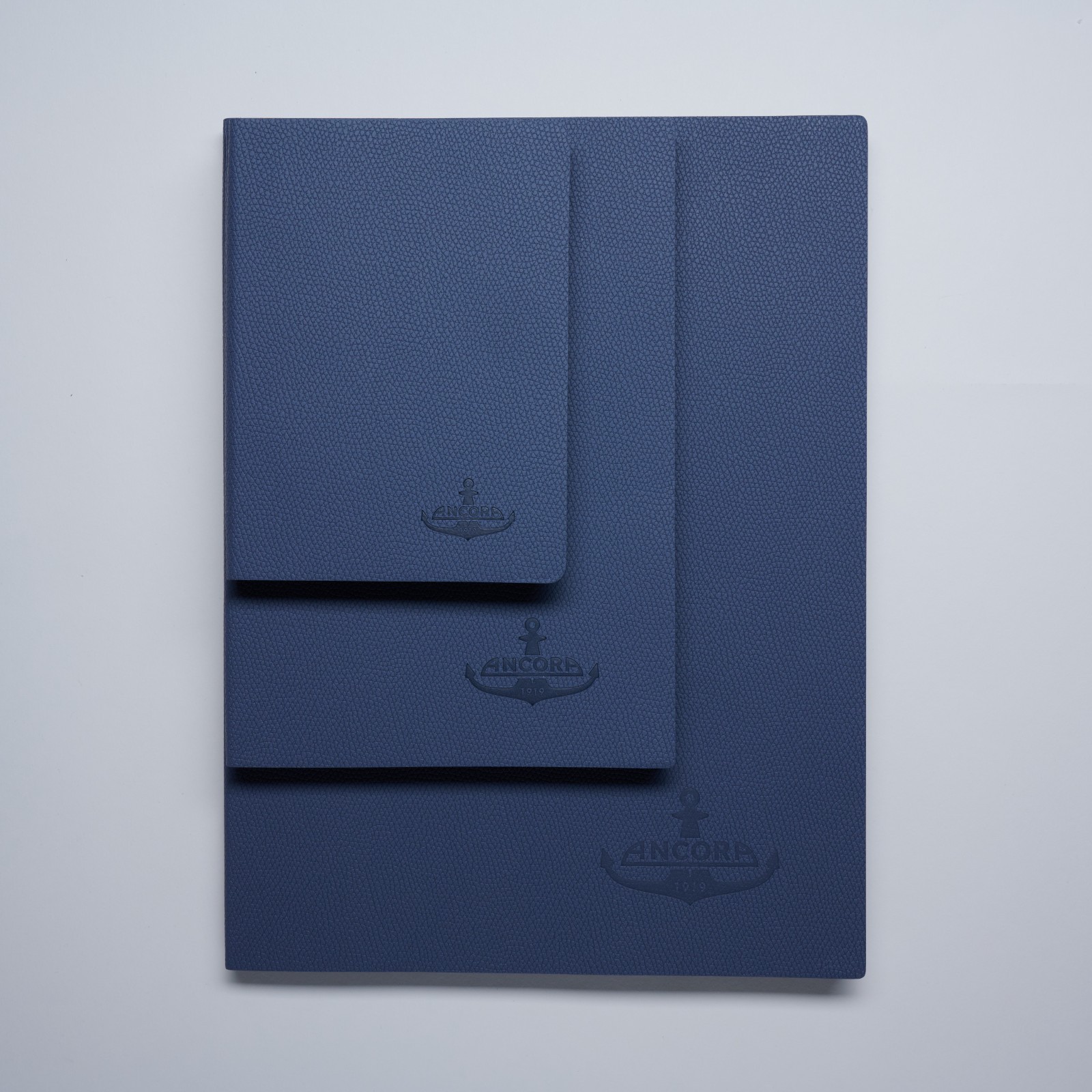 Ancora IMPERIAL BLUE Luxury ITALIAN Leather set of 3 Notebooks ( A6, A5, A4)