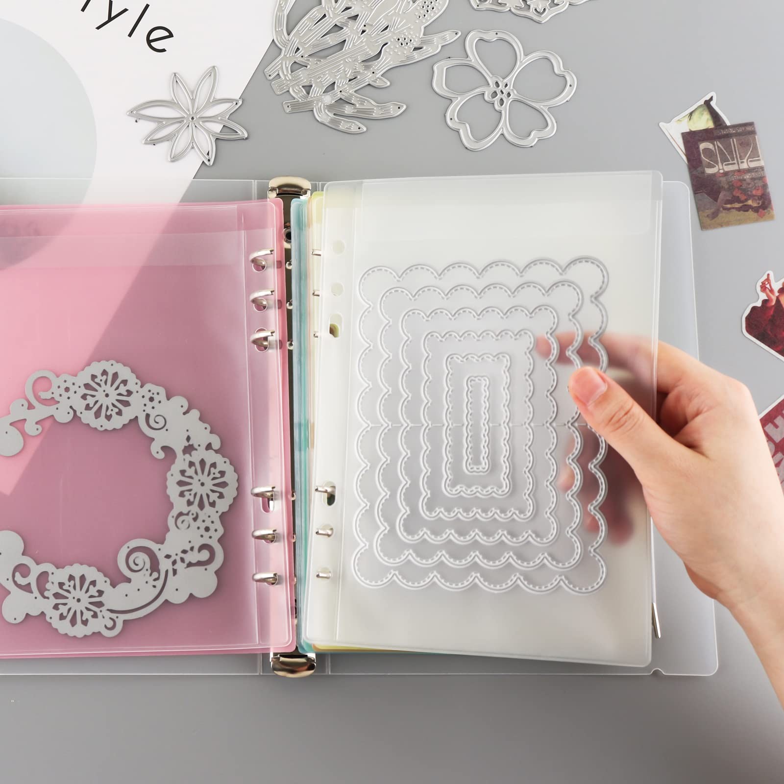 10 Pack A5 Size Plastic Binder Pockets,6 Holes Waterproof PVC Folders Loose L…