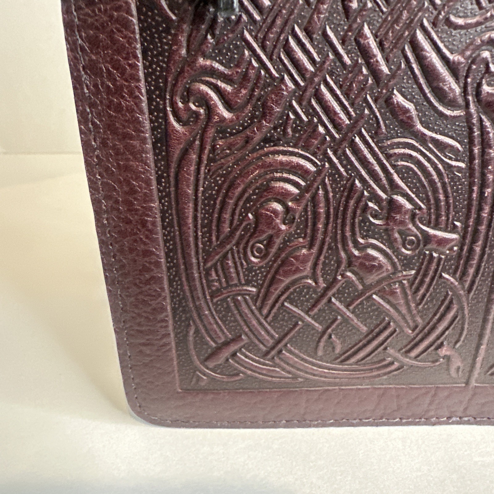 NEW Oberon Design Genuine Leather Journal Cover Irish Celtic Pewter Button 9×6