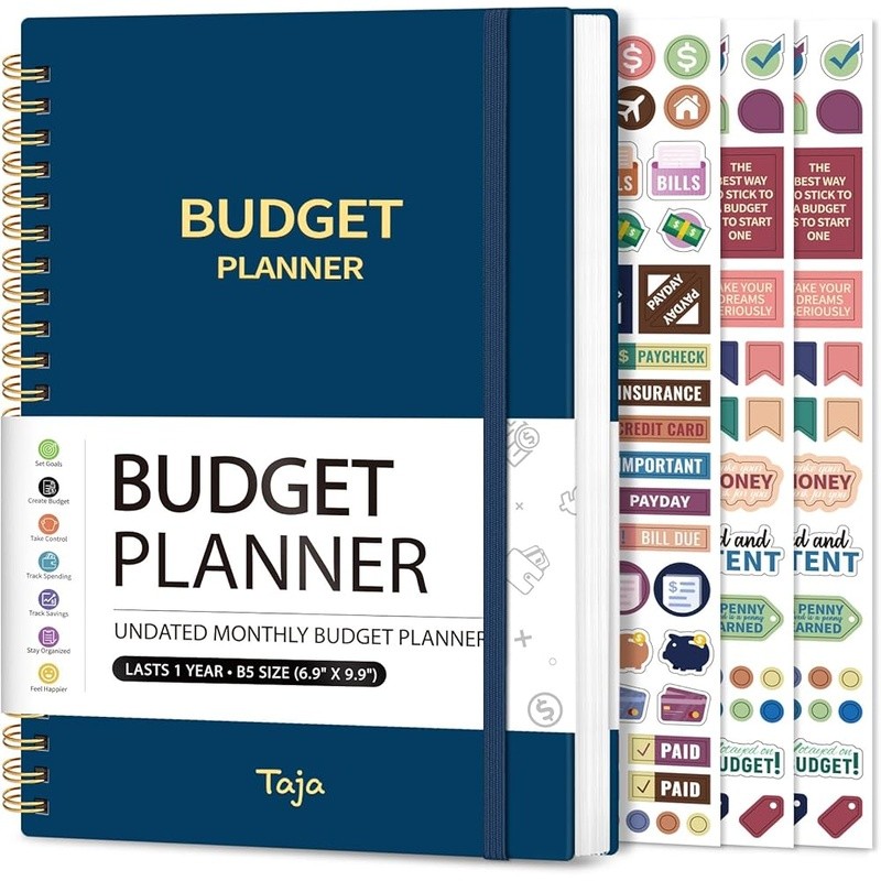 Budget Planner 2025 2026 Financial Organizer W/ Full Calendar Guidebook Stickers
