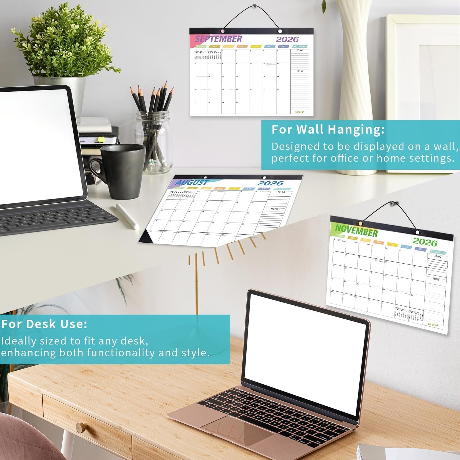 Desk Calendar 2026 Wall Calendars, November 2025 – December 2026 Green