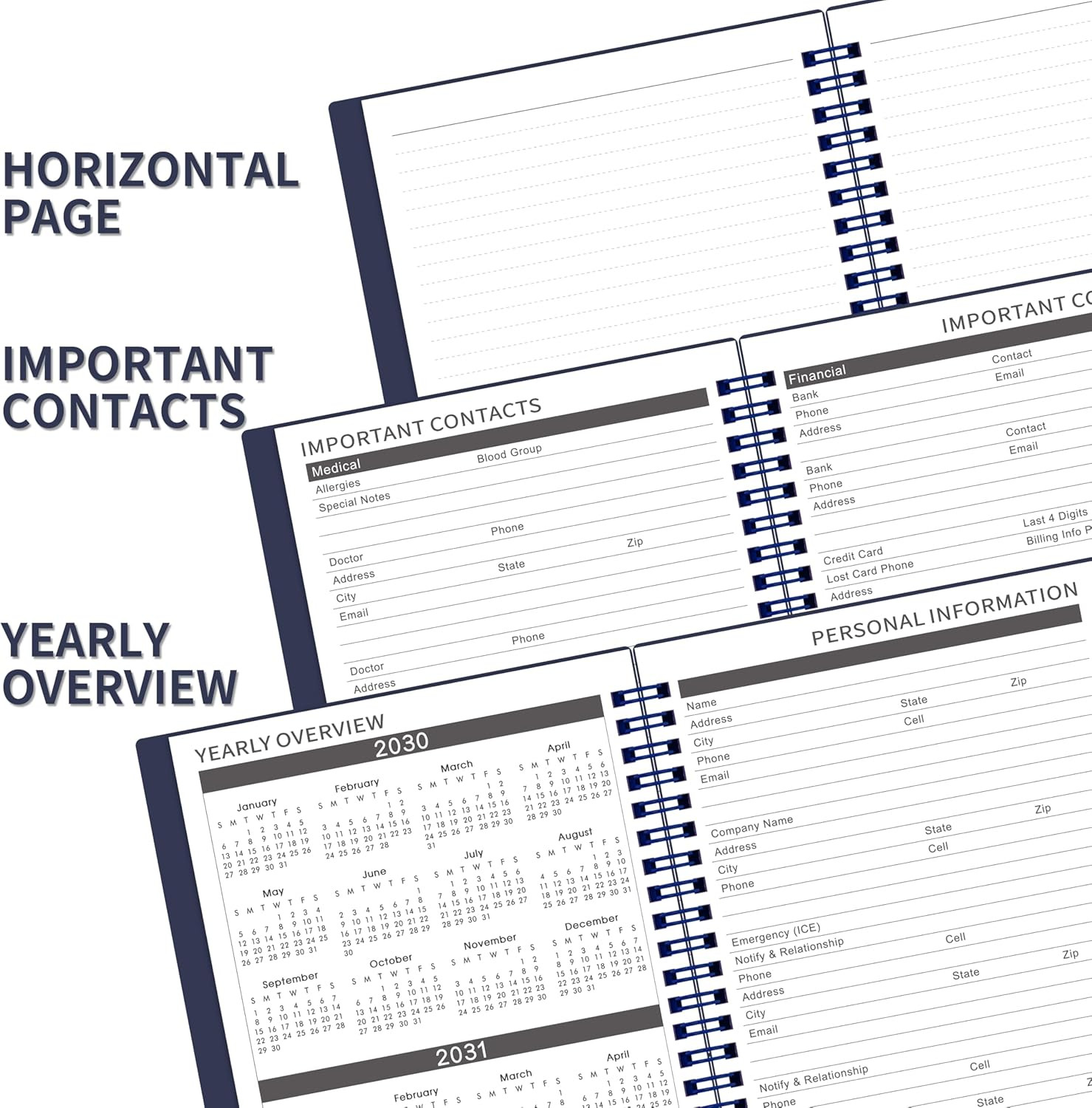 5 Year Planner 2026-2030 Monthly Calendar 6.4×8.5 Tabs Pocket Notes Pages New US