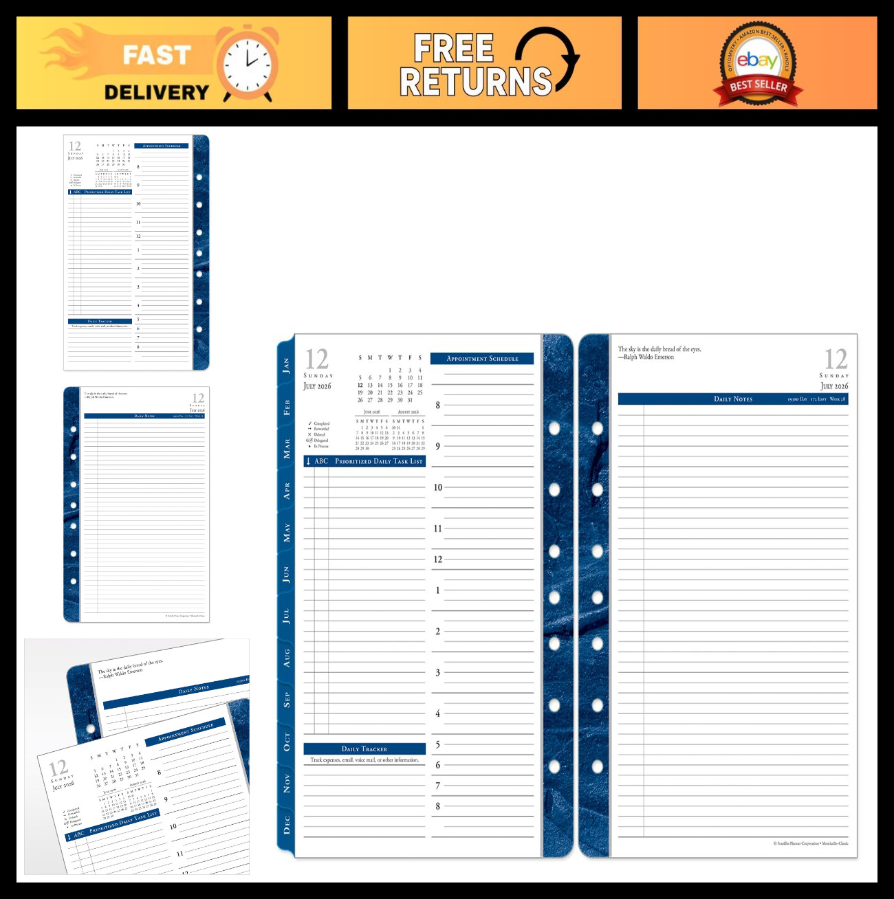 Monticello Ring-Bound Planner Refill – Two Page Per Day, Classic, Jul 2026 – Jun