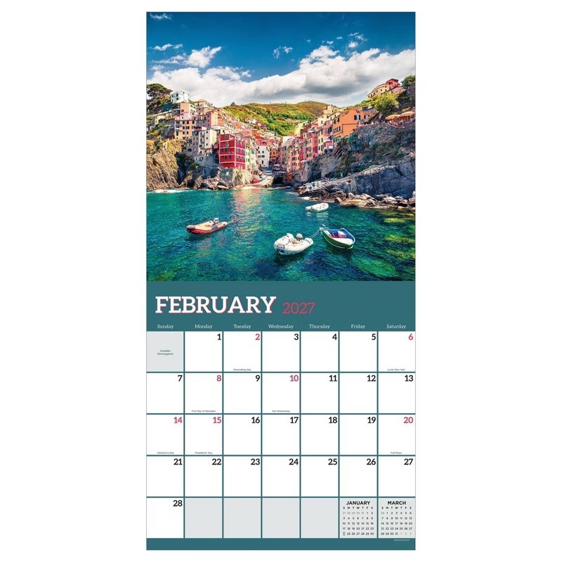 2027 Italy Wall Calendar 12×12 Inches FSC Certified Paper