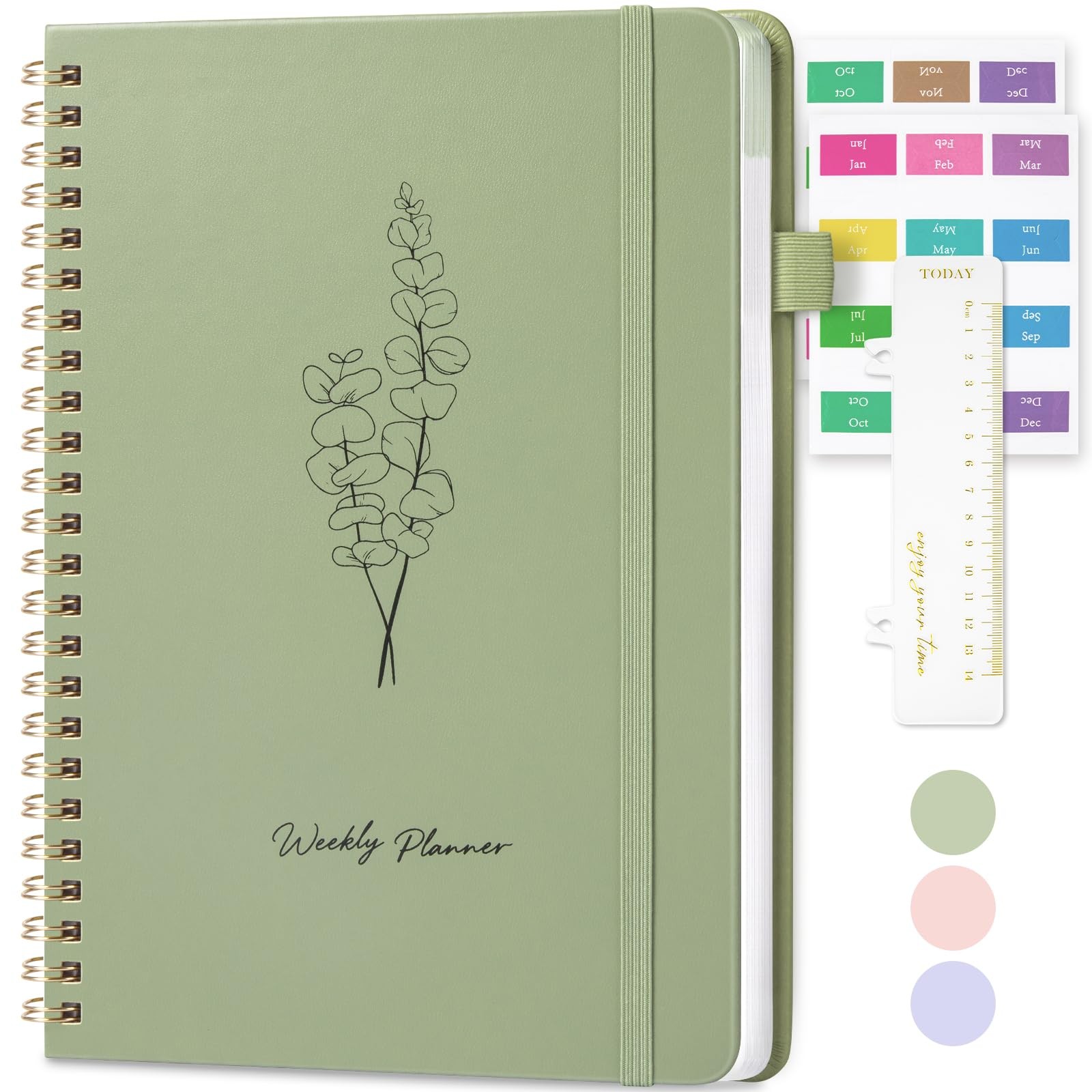 Oucaru Undated Weekly Planner, A5 To Do List Notebook with A5-Green, Green