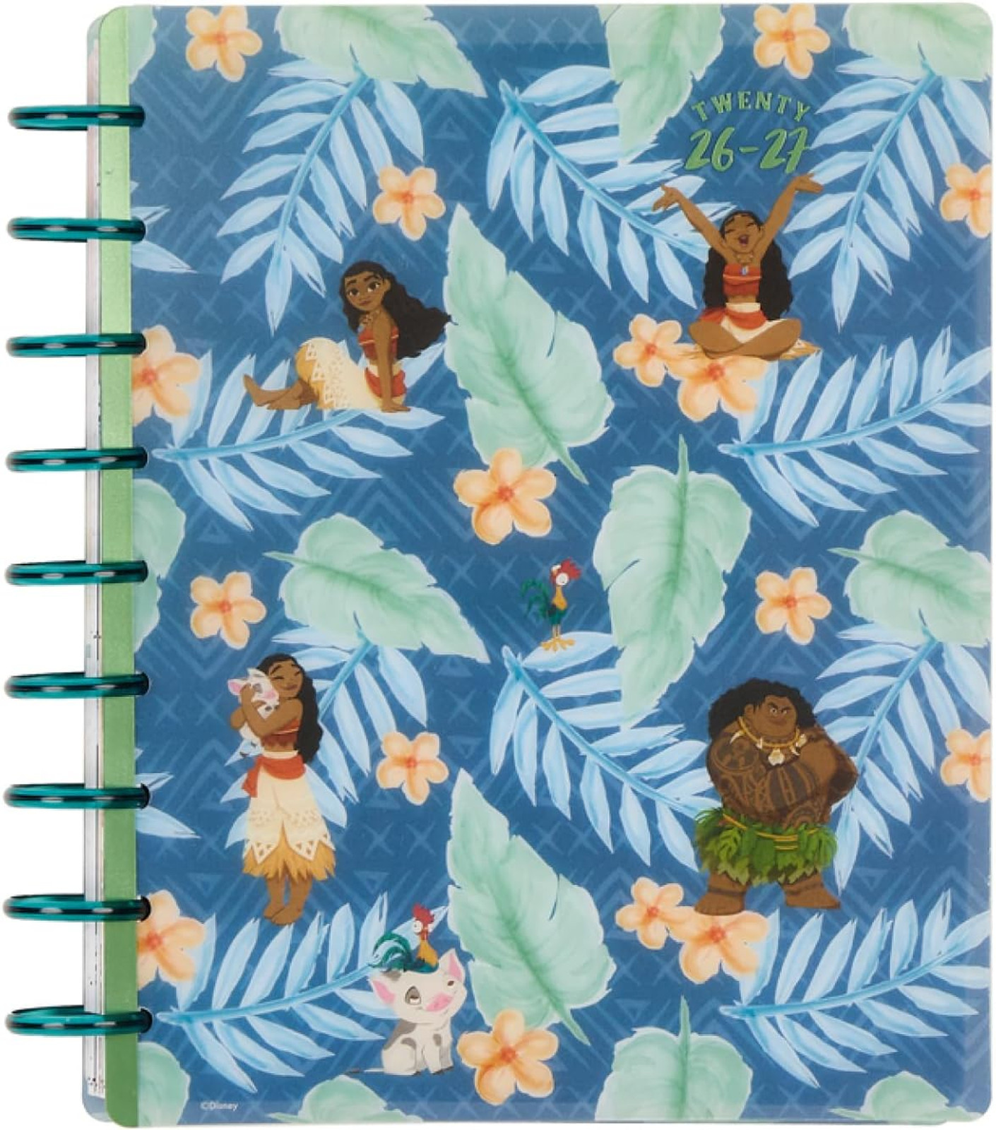 Disney Moana Planner 12 Month Disc Bound Classic Size Vertical Layout July 2026