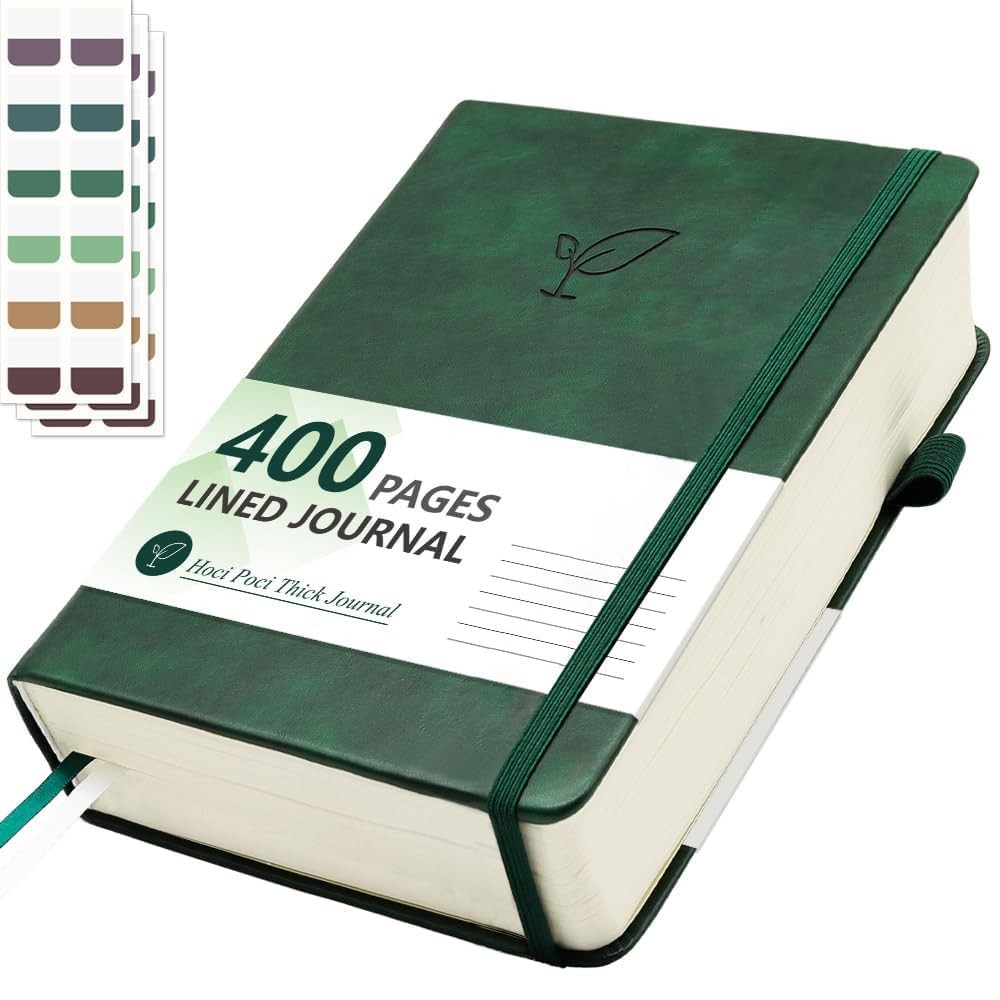 Lined Journal Notebook 400 Pages Thick Journal for Writing A5 Hardcover Leathe