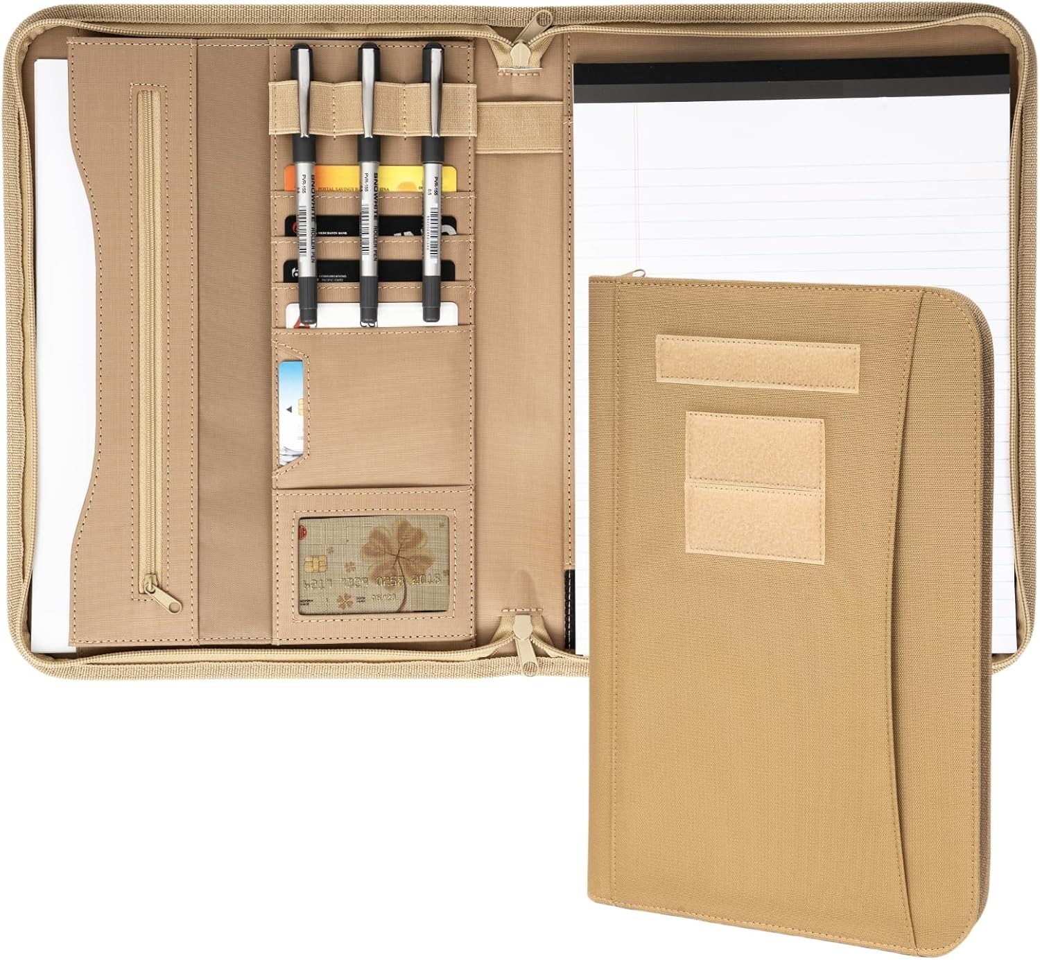 Military Zippered Padfolio & Tactical Notebook Cover W/ Legal Pad A4 Folder